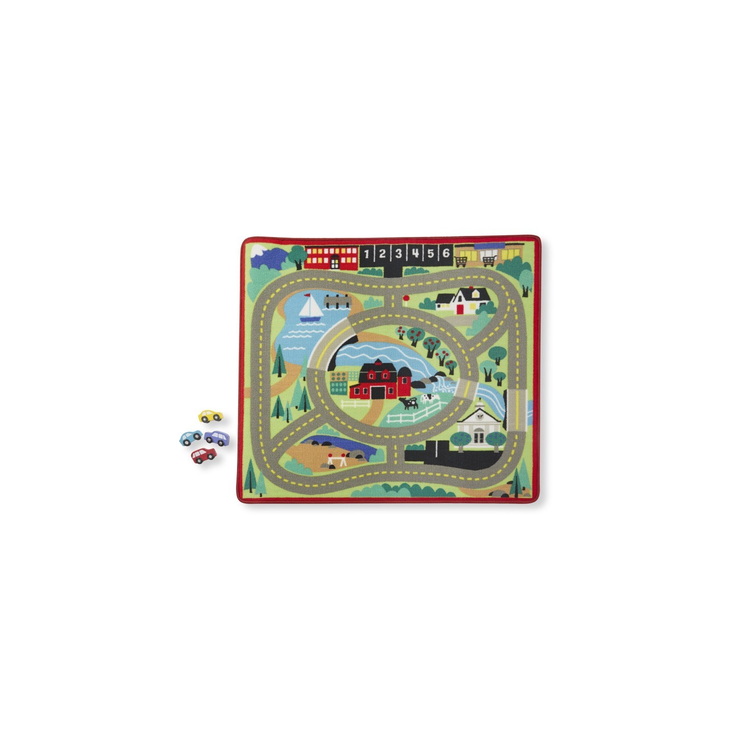 Melissa & Doug Round the Town Road Rug & Car Set, 39" x 36"