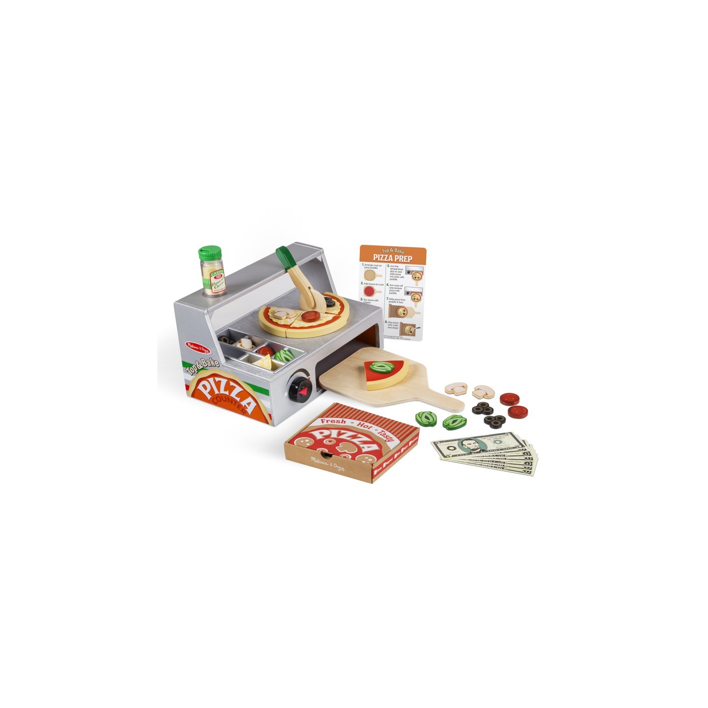 Melissa & Doug Top & Bake Pizza Counter - Wooden Play Food
