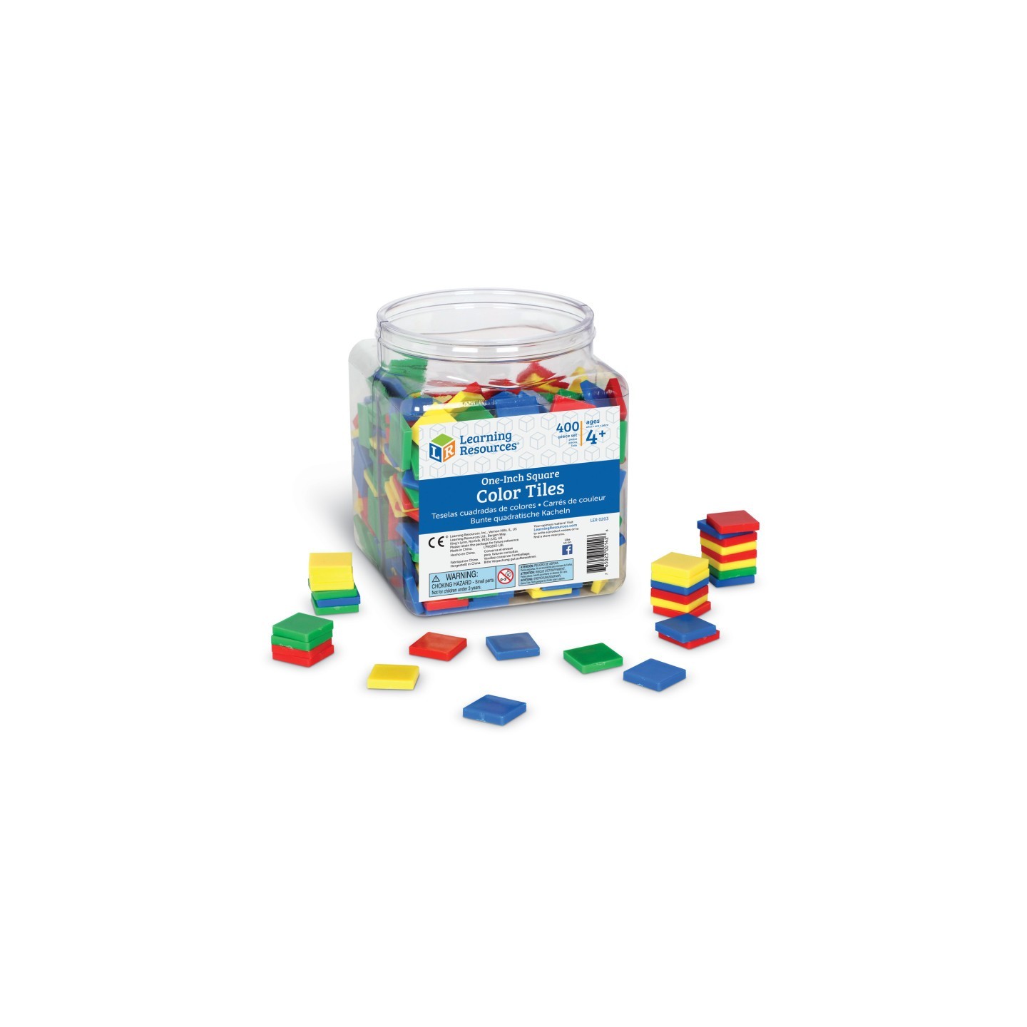 Learning Resources Plastic Square Color Tiles, 400 Pieces
