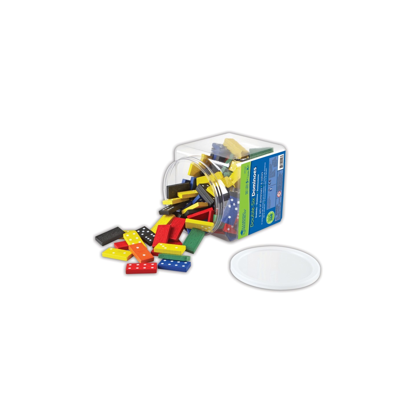 Learning Resources Double-Six Colored Dominoes in a Bucket, Set of 168