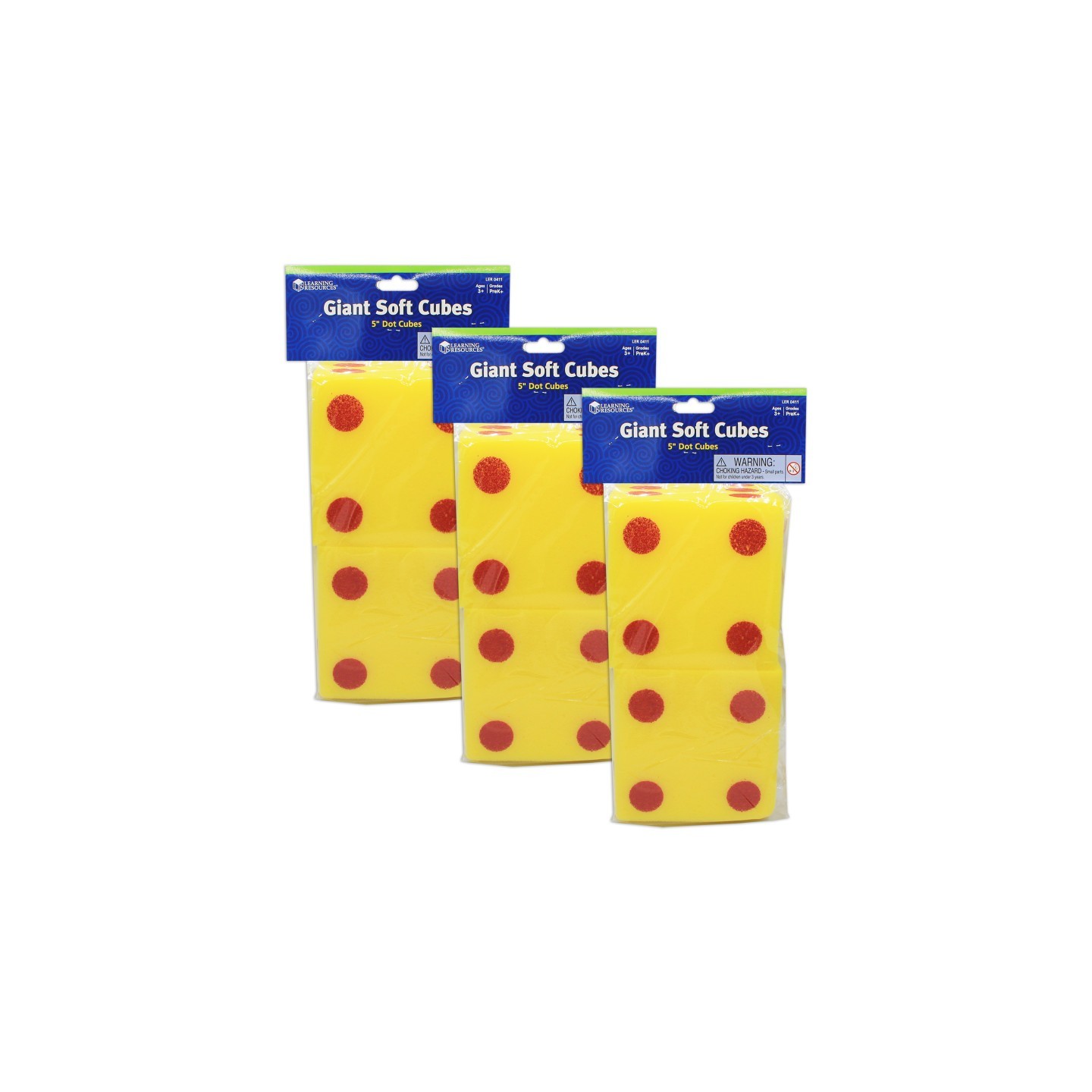 Learning Resources Giant Soft Dot Cubes Set, 2 Per Pack, 3 Packs