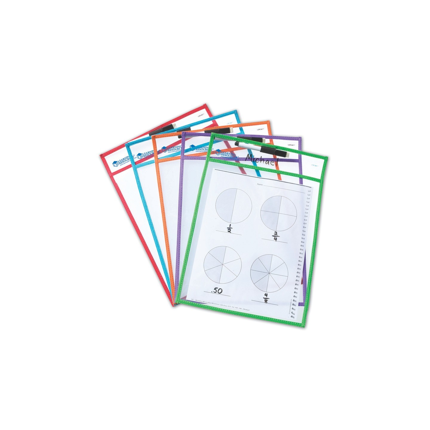 Learning Resources Write & Wipe Pockets, Set of 5