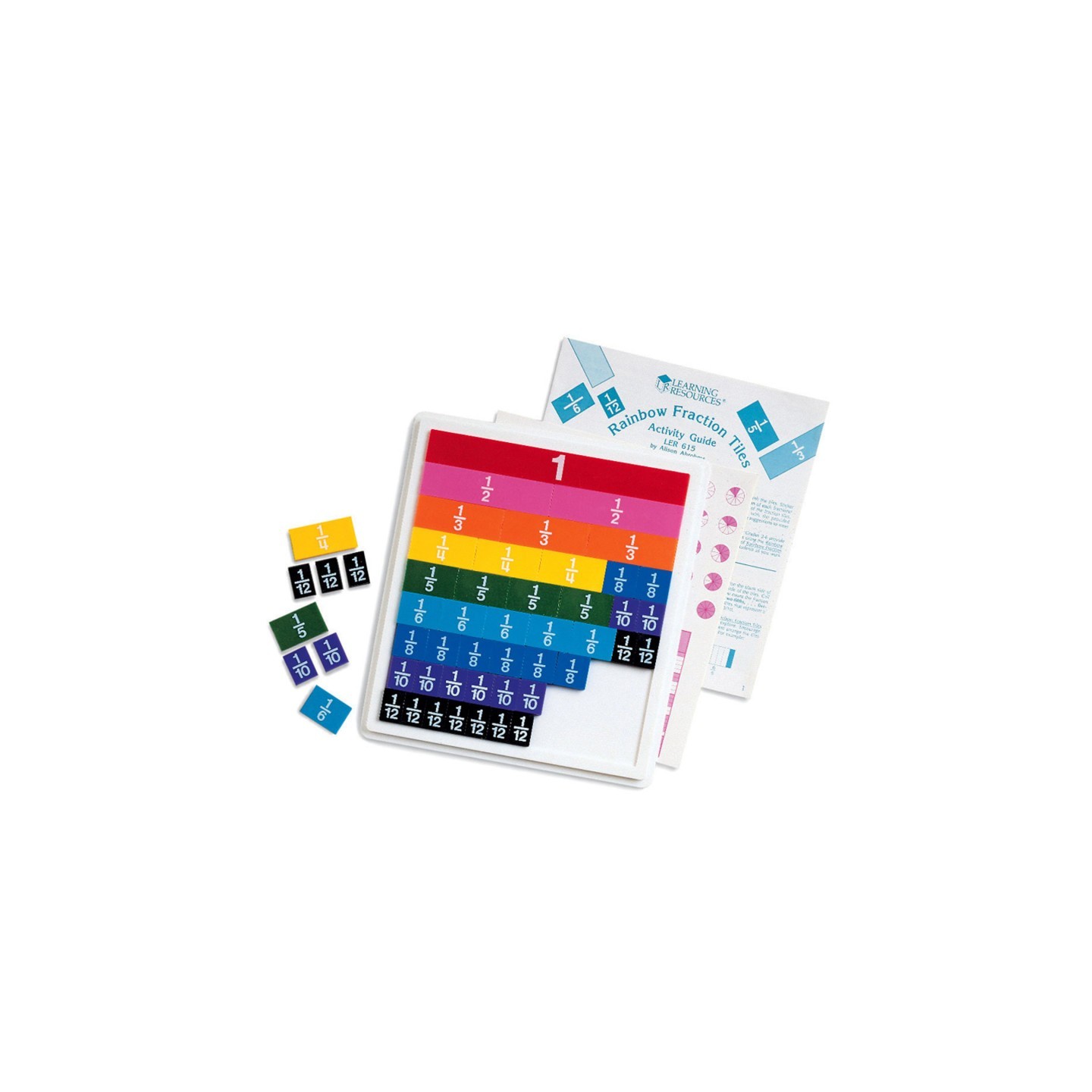 Learning Resources Rainbow Fraction® Plastic Tiles with Tray, 51 Pieces
