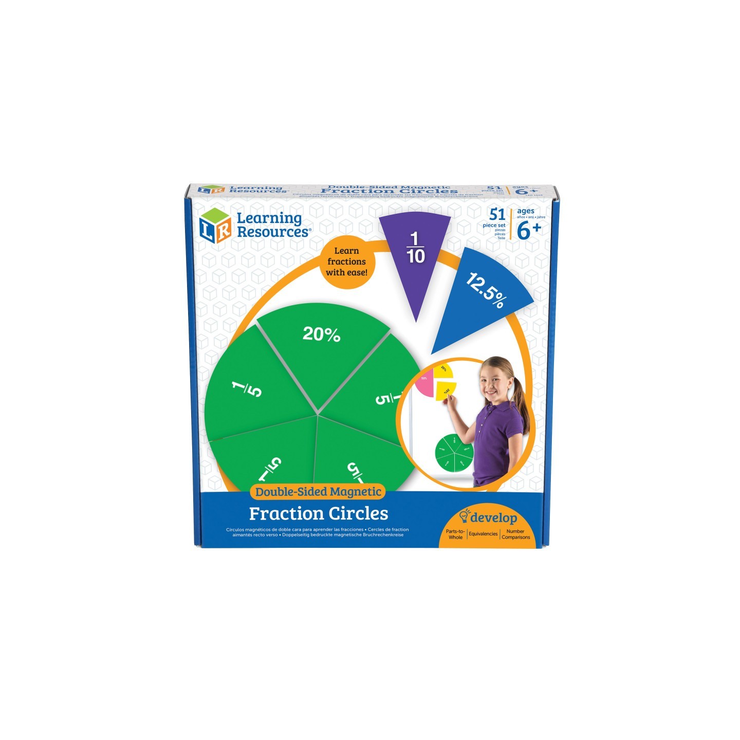 Learning Resources Double-sided Magnetic Fraction Circles, Pack of 9