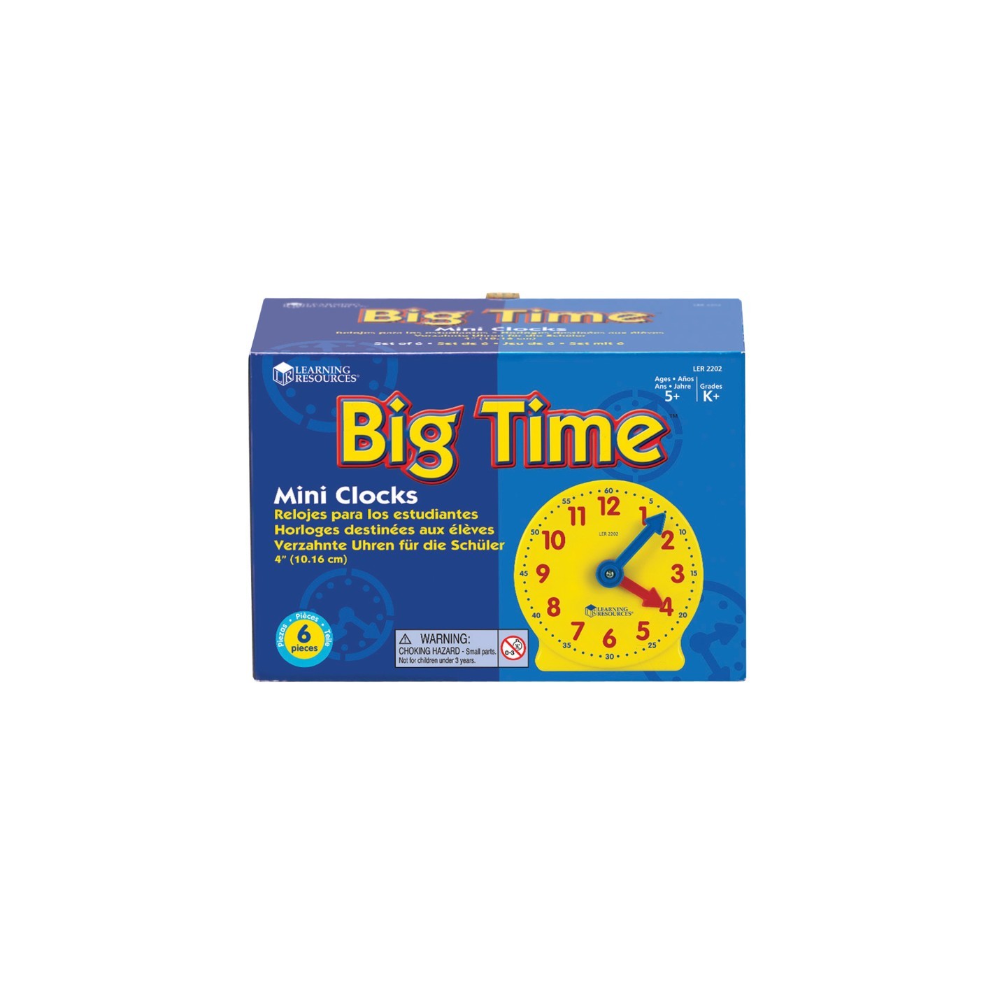 Learning Resources Big Time™ Geared Mini-Clocks, Set of 6