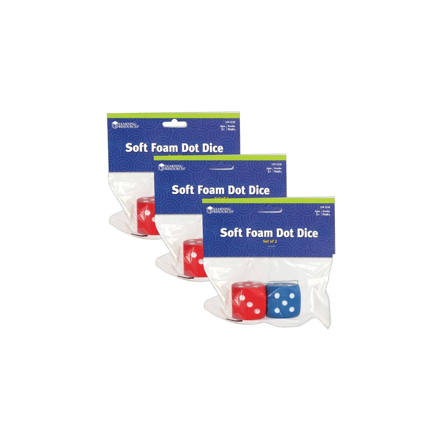Learning Resources Foam Dot Dice, 2 Per Pack, 3 Packs