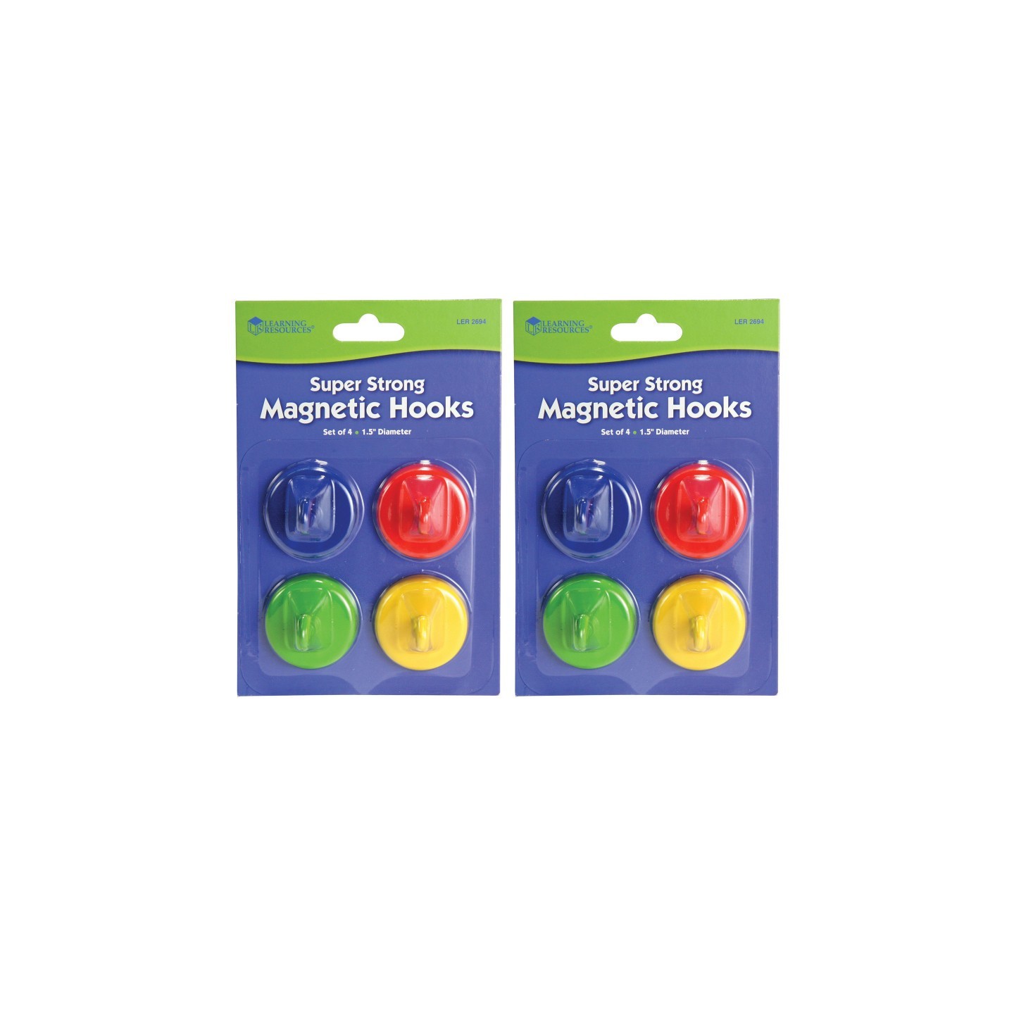 Learning Resources Super Strong Magnetic Hooks, 1 1/2" Diameter, 4 Per Pack, 2 Packs