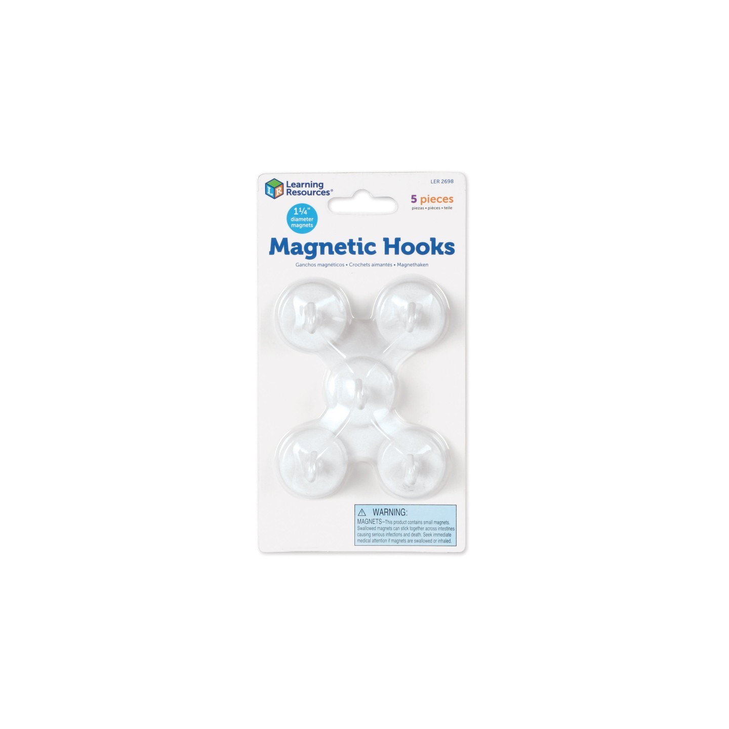 Learning Resources Magnetic Hooks, White, Pack of 5