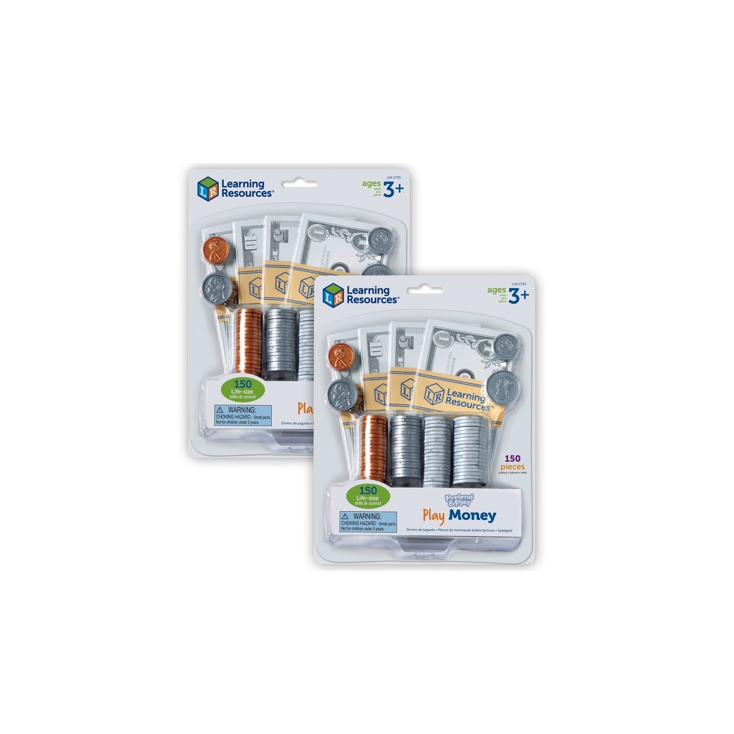 Learning Resources Pretend and Play® Play Money, 150 Pieces Per Set, 2 Sets