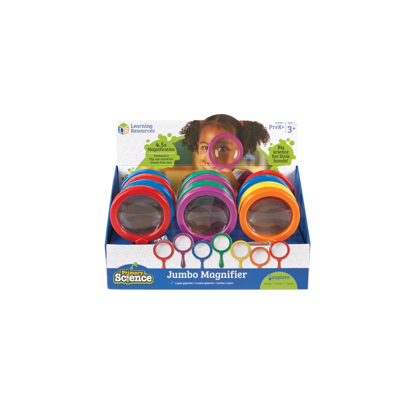 Learning Resources Primary Science Jumbo Magnifiers, Pack of 12