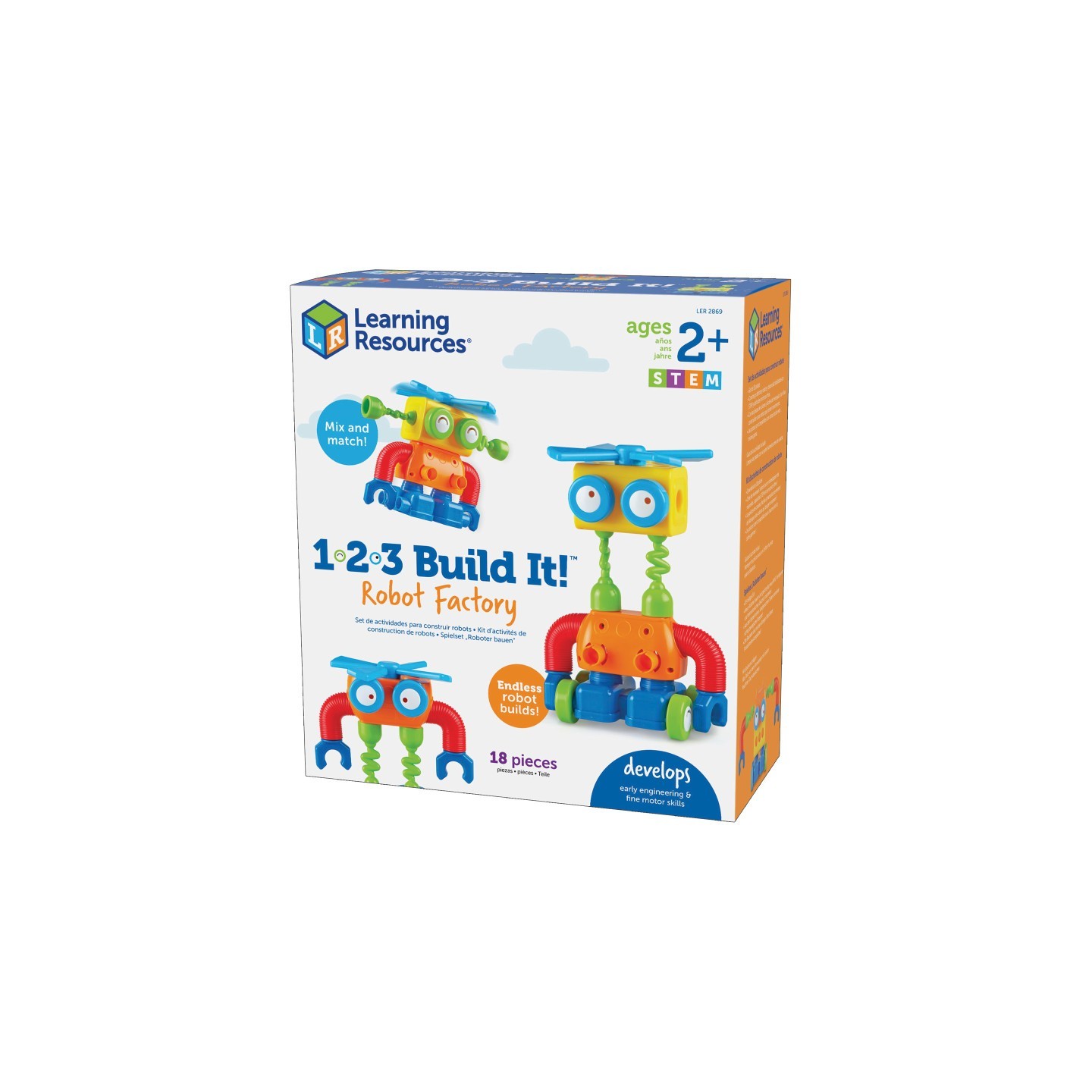 Learning Resources 1-2-3 Build It!™ Robot Factory, 18 Pieces