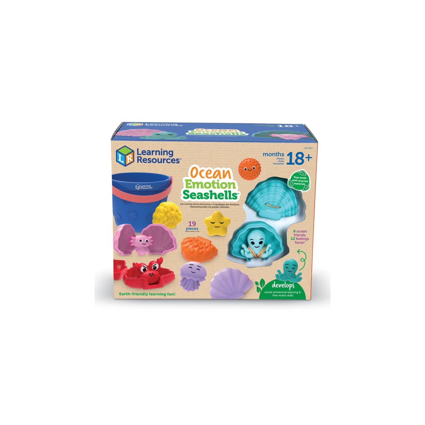 Learning Resources Ocean Emotion Seashells, 19 Pieces