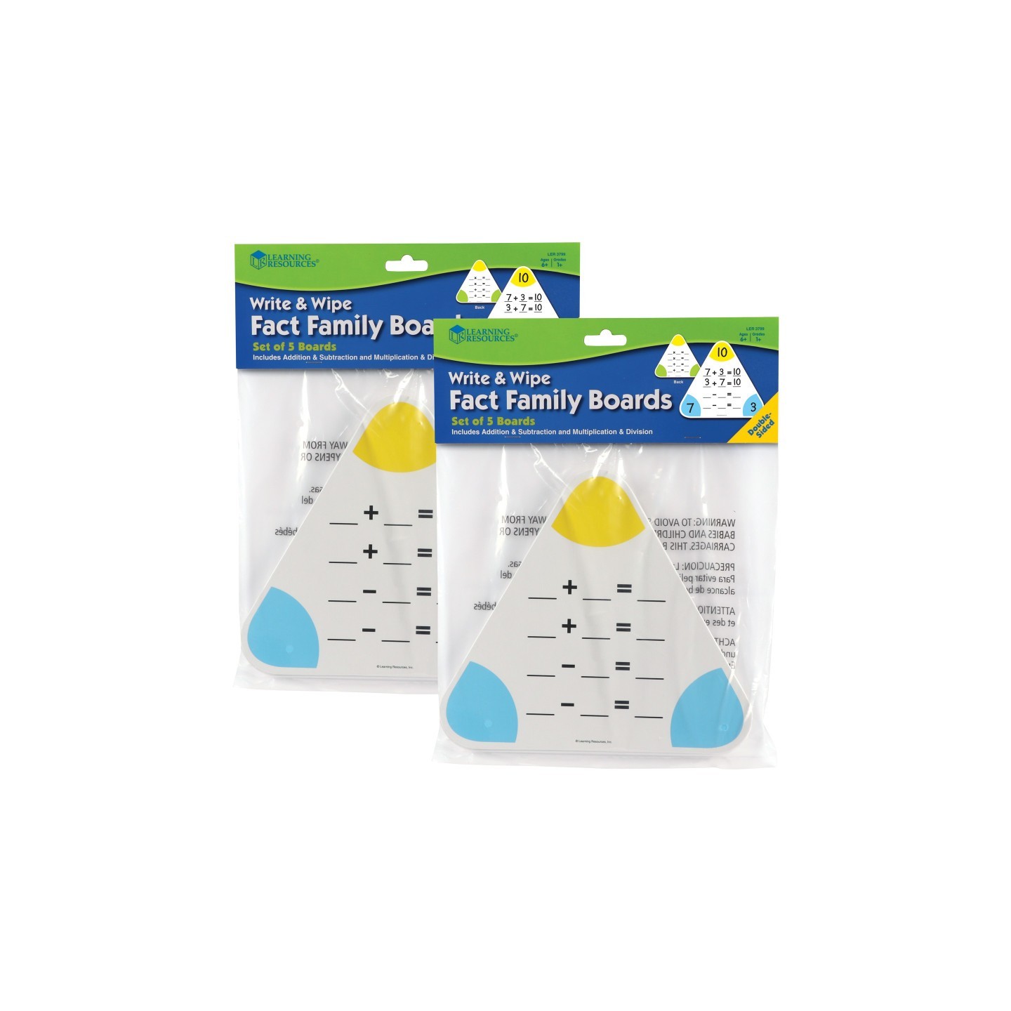 Learning Resources Write & Wipe Fact Family Boards, 5 Per Pack, 2 Packs