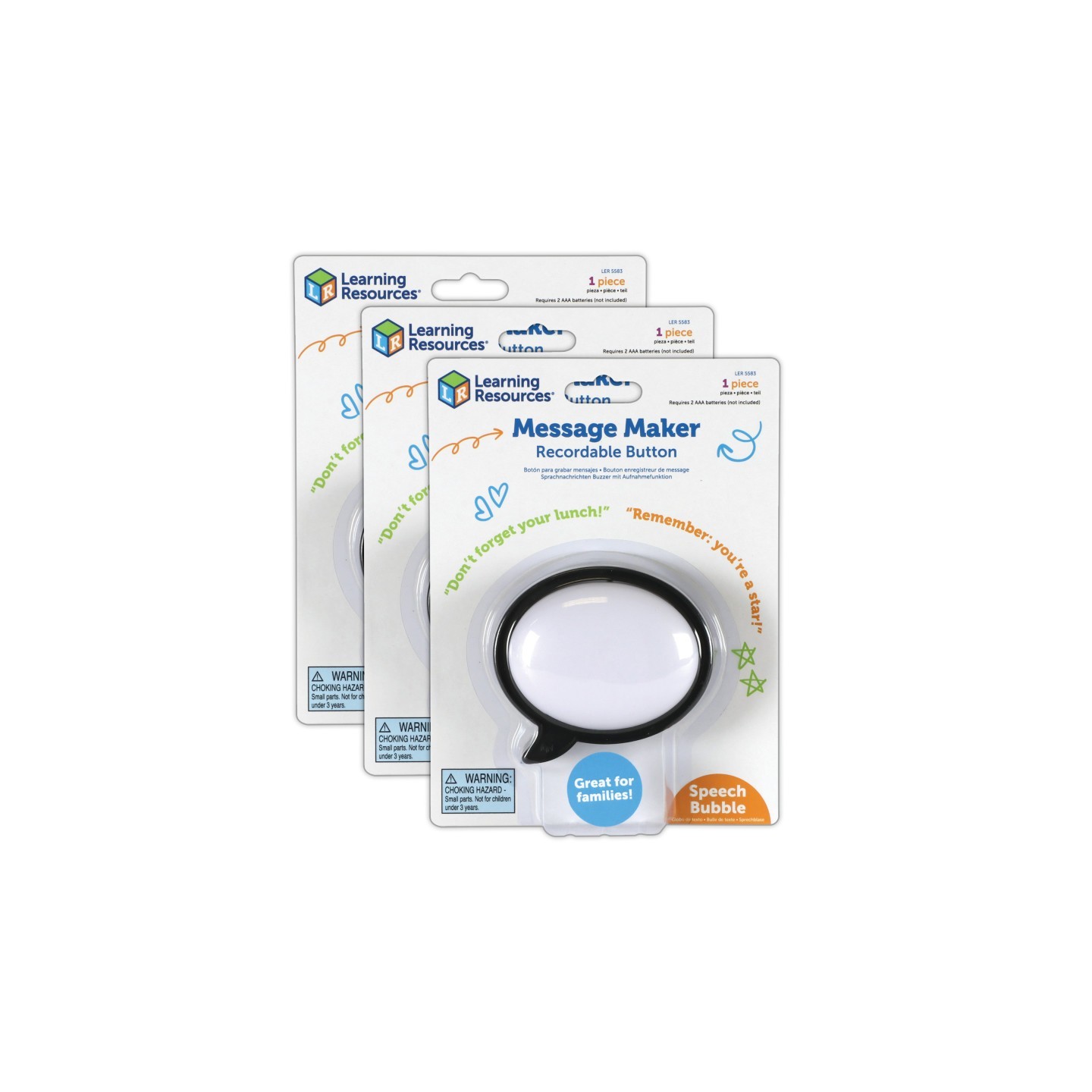 Learning Resources Message Recorder - Speech Bubble, Pack of 3