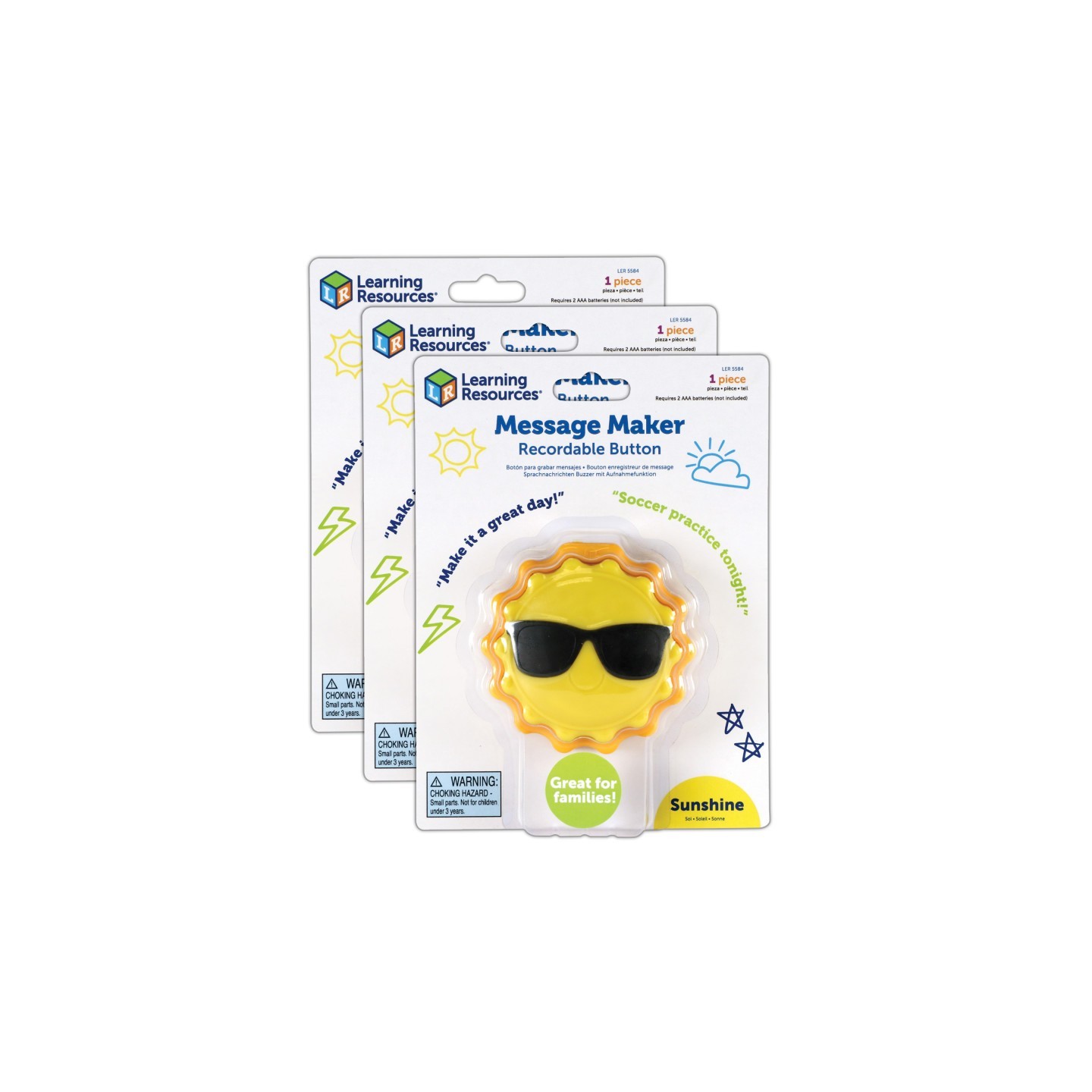 Learning Resources Message Recorder - Sun, Pack of 3