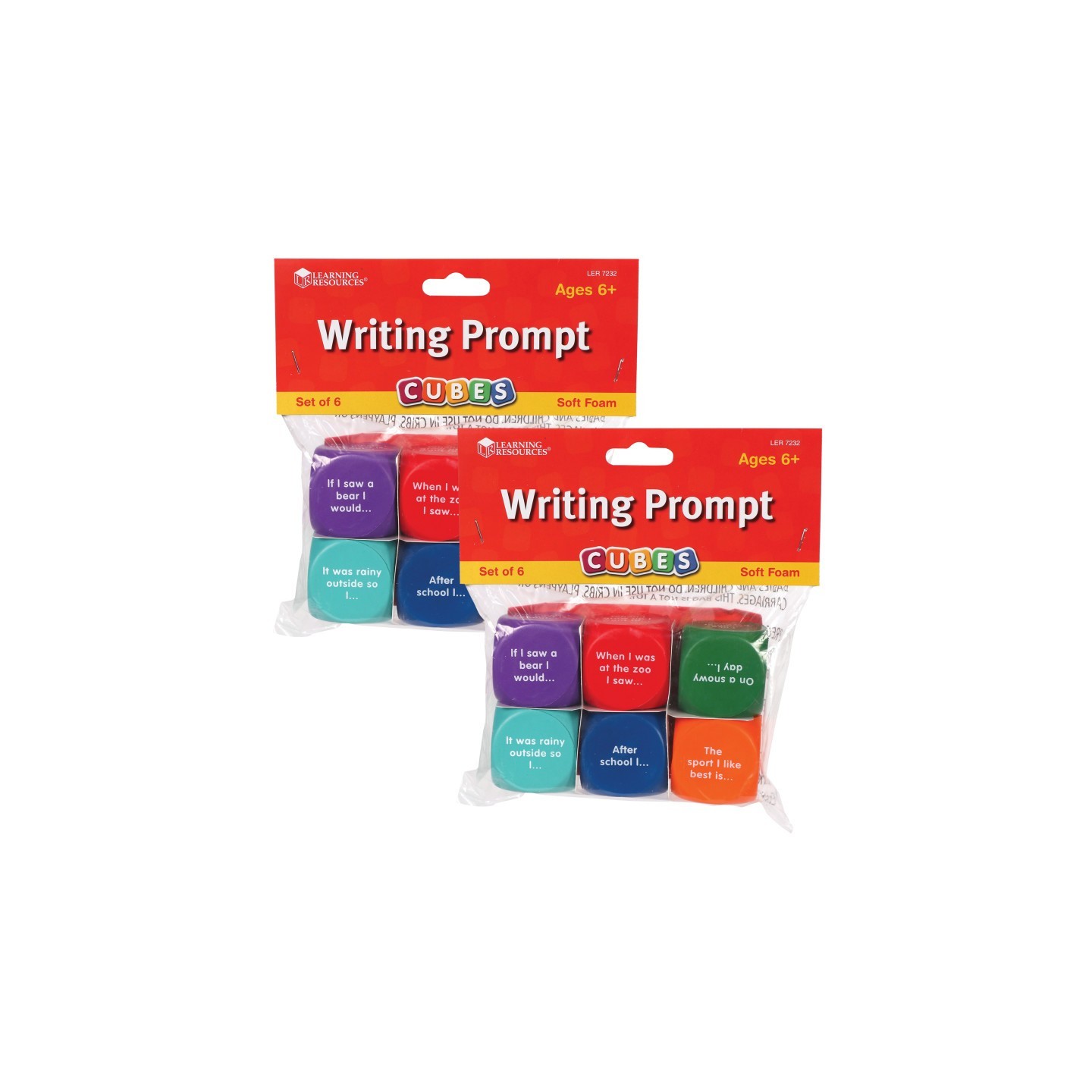 Learning Resources Writing Prompt Cubes, 6 Per Set, 2 Sets