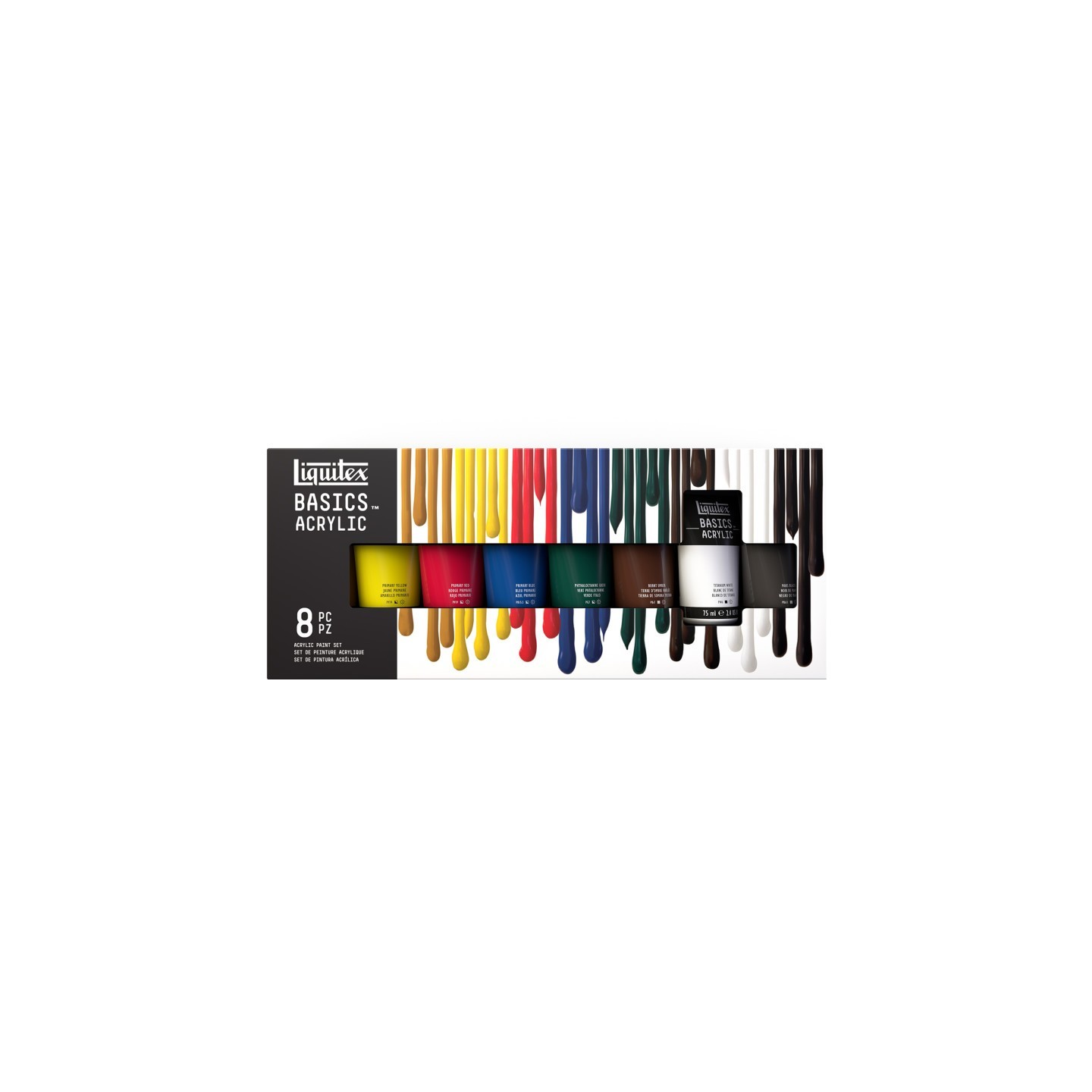 Liquitex BASICS Acrylic Paint, 75 mL Tubes, Assorted Colors, Set of 8