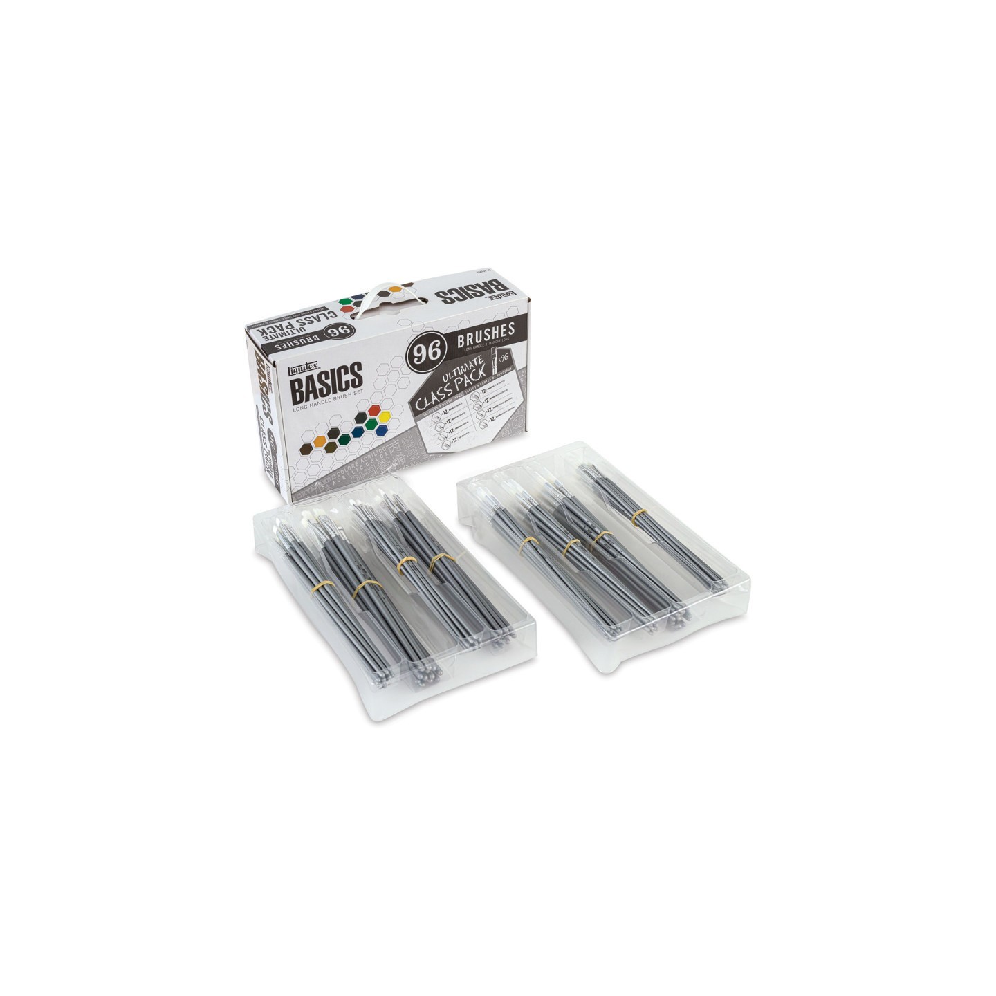 Liquitex BASICS Brush Class Pack, Assorted Brush Types and Sizes, Set of 96