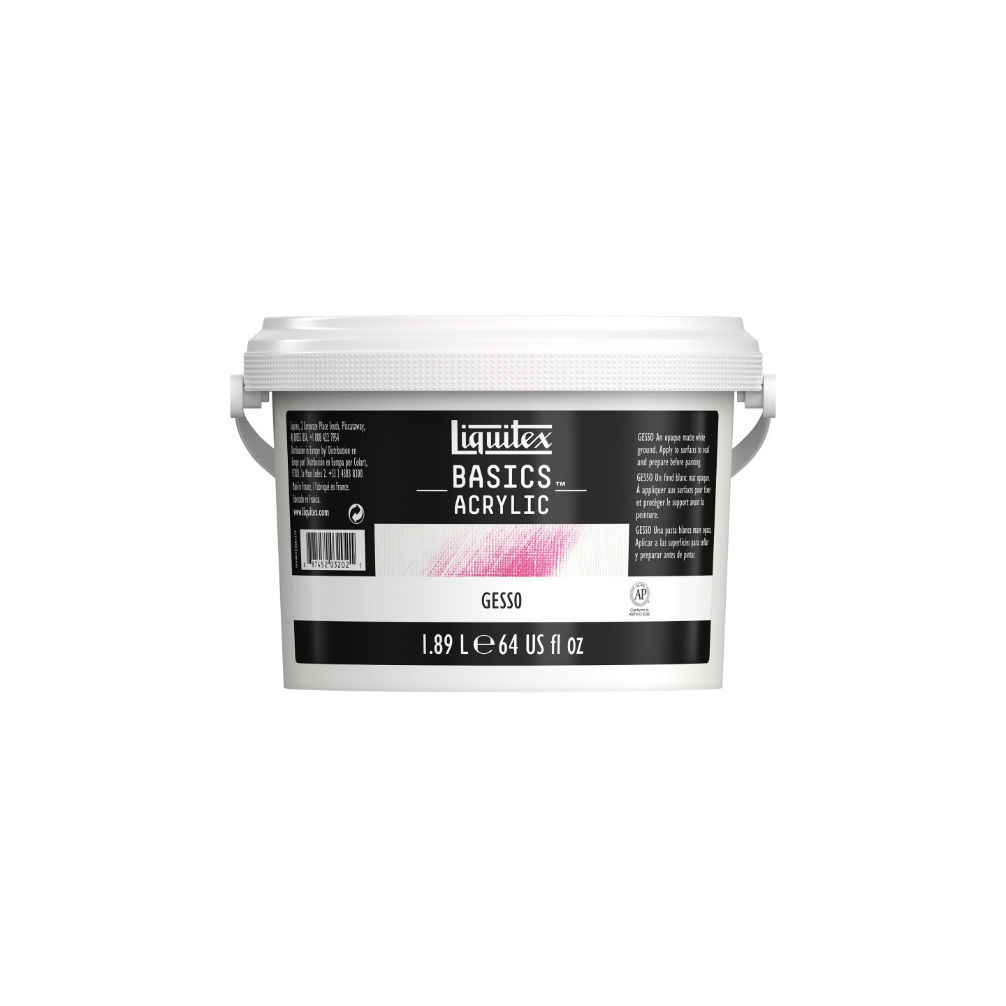 Liquitex BASICS Gesso Surface Prep Medium, 0.5 gal (64 oz) Bucket, White
