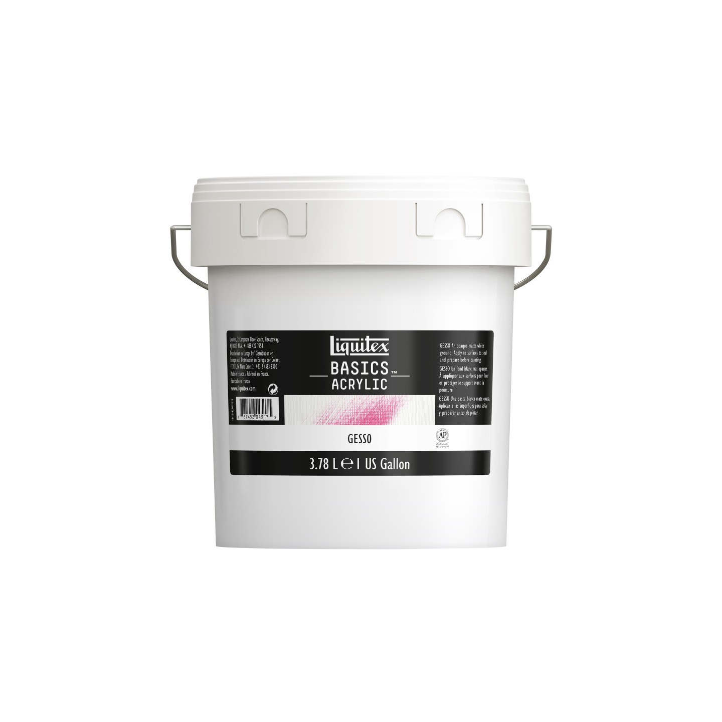 Liquitex BASICS Gesso Surface Prep Medium, 1 gal (128 oz) Bucket, White
