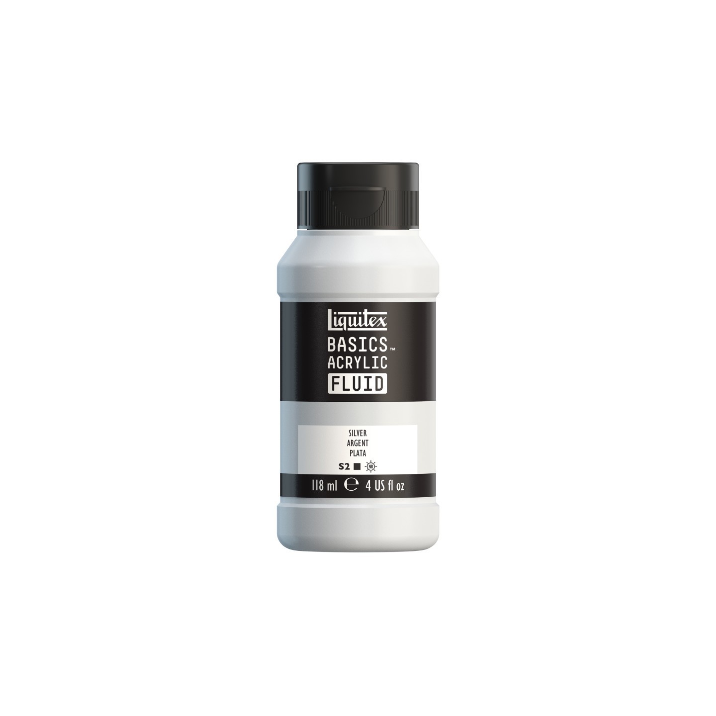 Liquitex BASICS Acrylic Fluid, 118 mL Bottle, Silver
