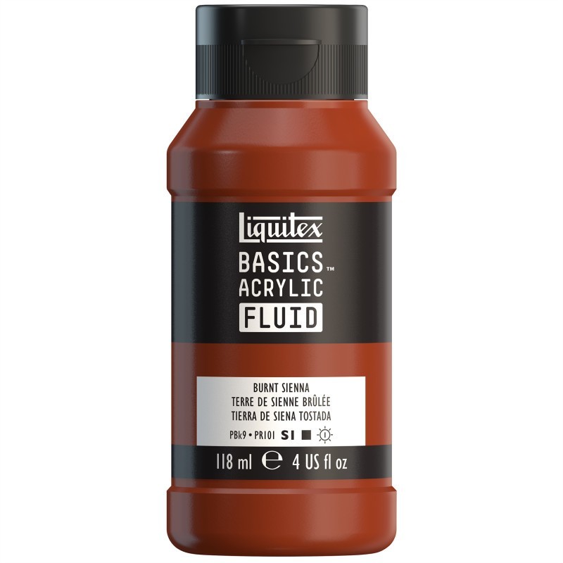 Liquitex BASICS Acrylic Fluid, 118 mL Bottle, Burnt Sienna