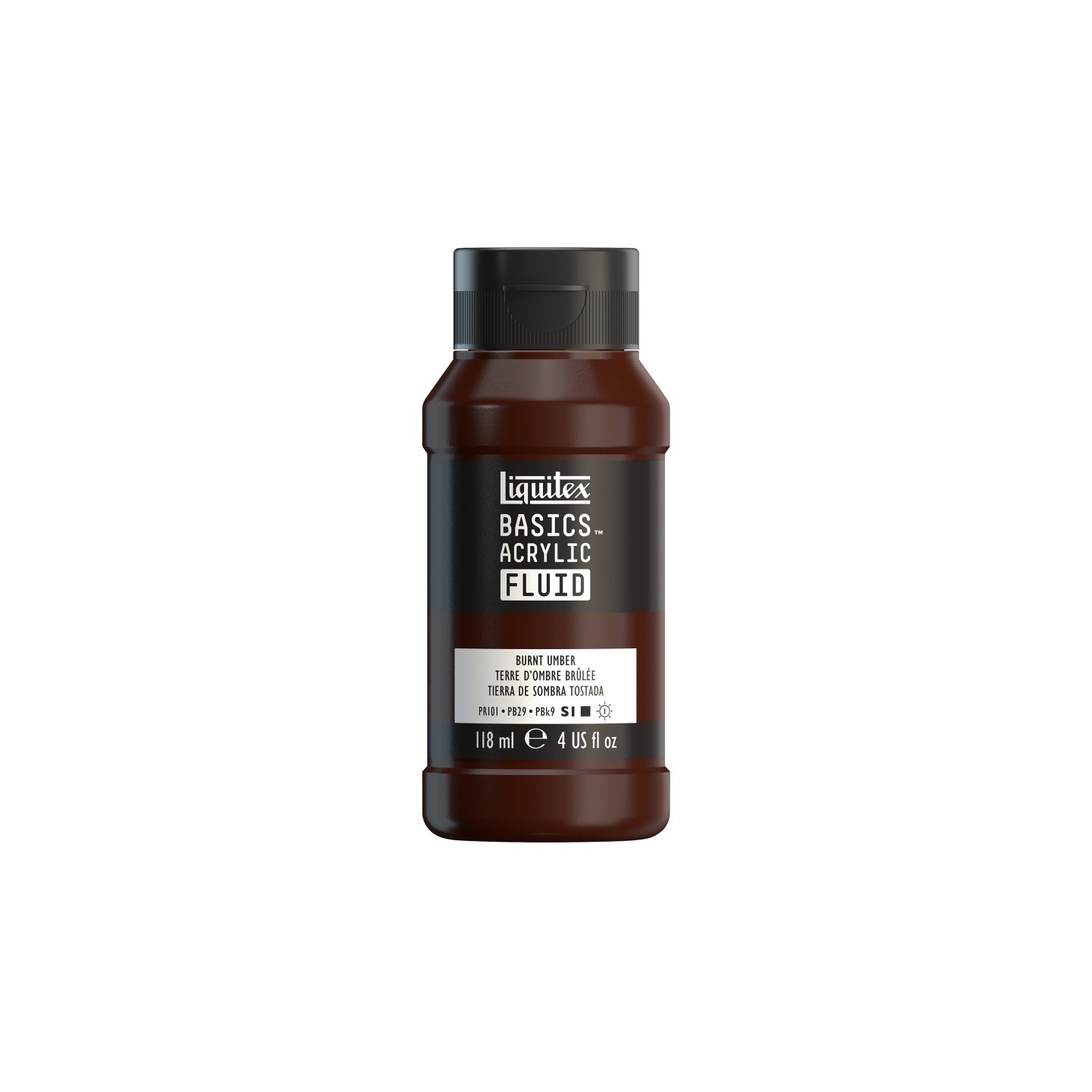 Liquitex BASICS Acrylic Fluid, 118 mL Bottle, Burnt Umber
