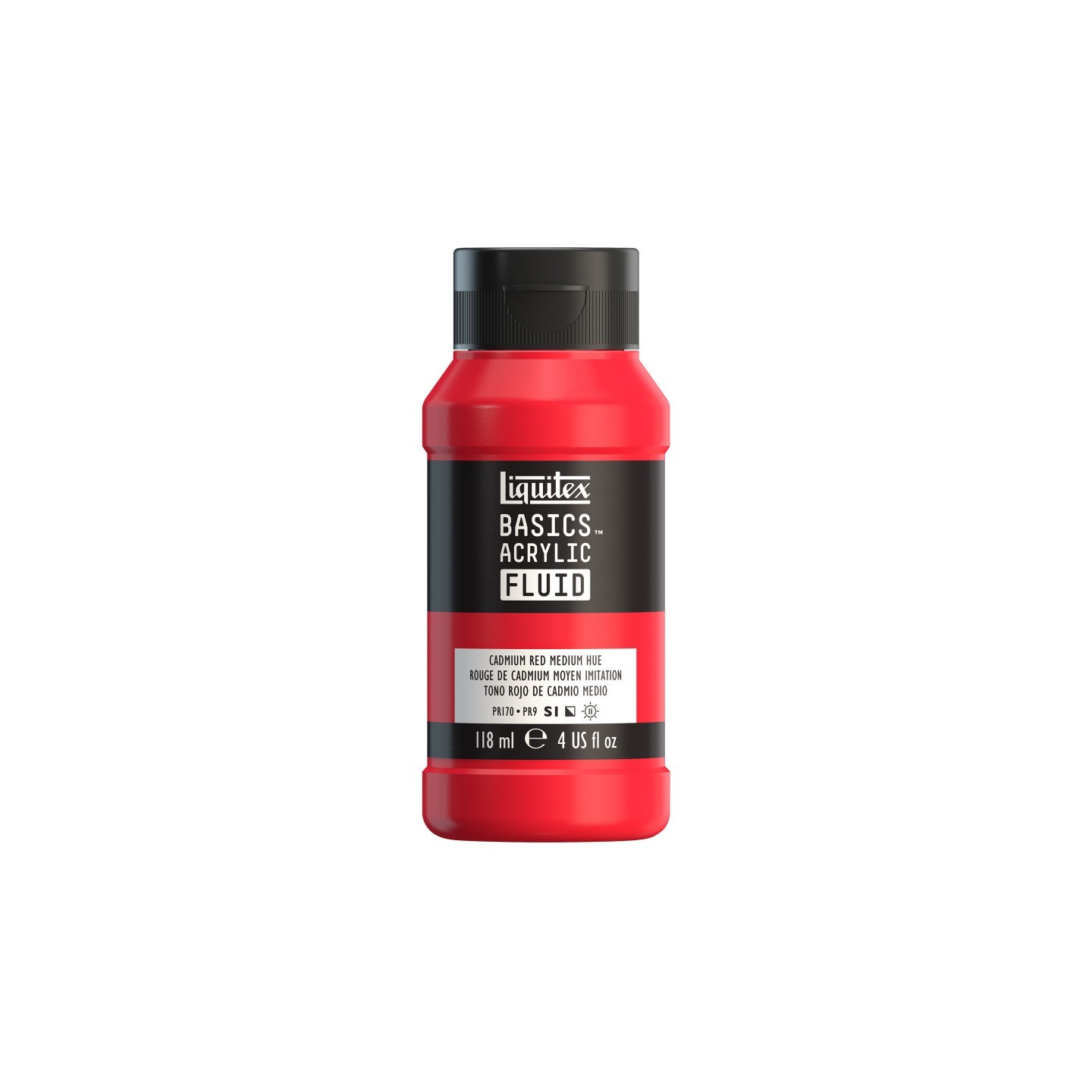 Liquitex BASICS Acrylic Fluid, 118 mL Bottle, Cadmium Red Medium Hue
