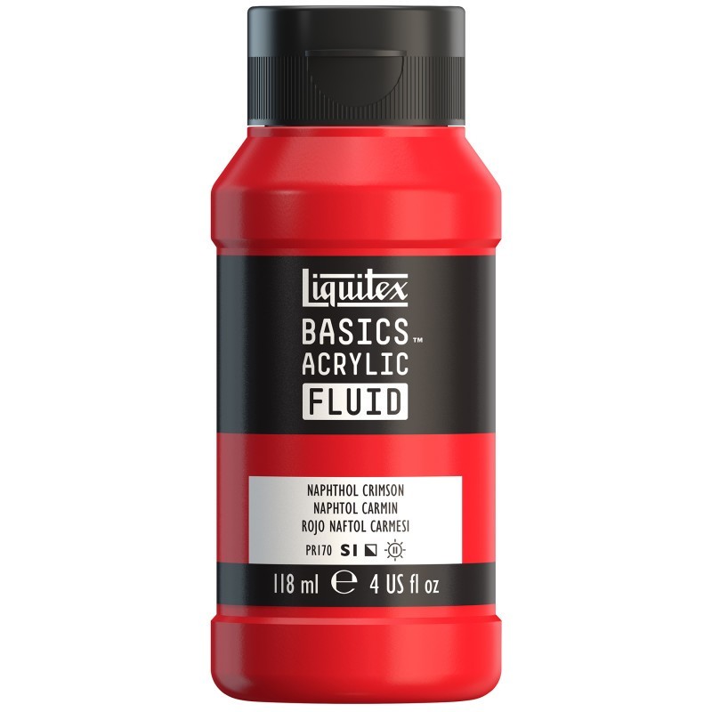 Liquitex BASICS Acrylic Fluid, 118 mL Bottle, Napthol Crimson