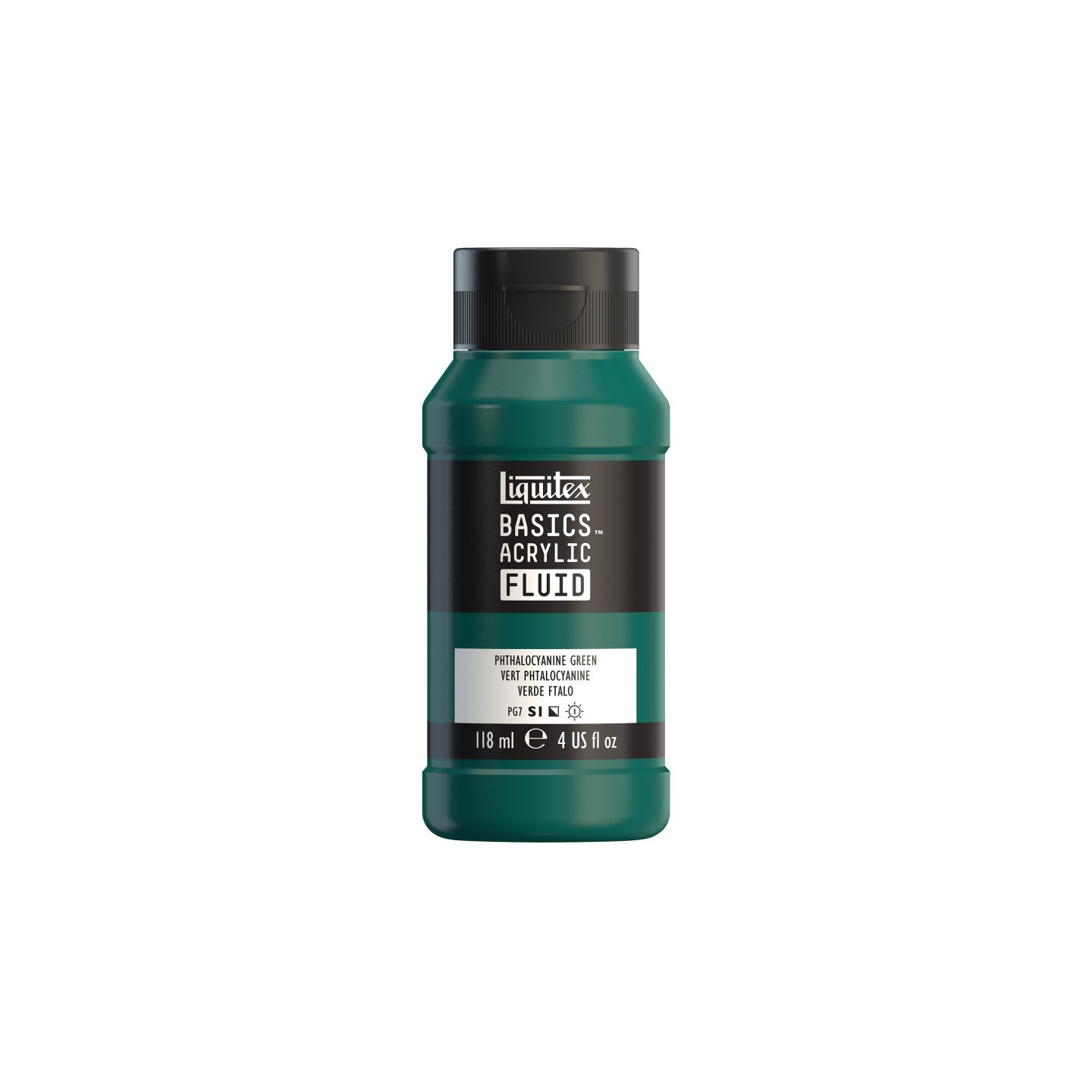 Liquitex BASICS Acrylic Fluid, 118 mL Bottle, Phthalocyanine Green