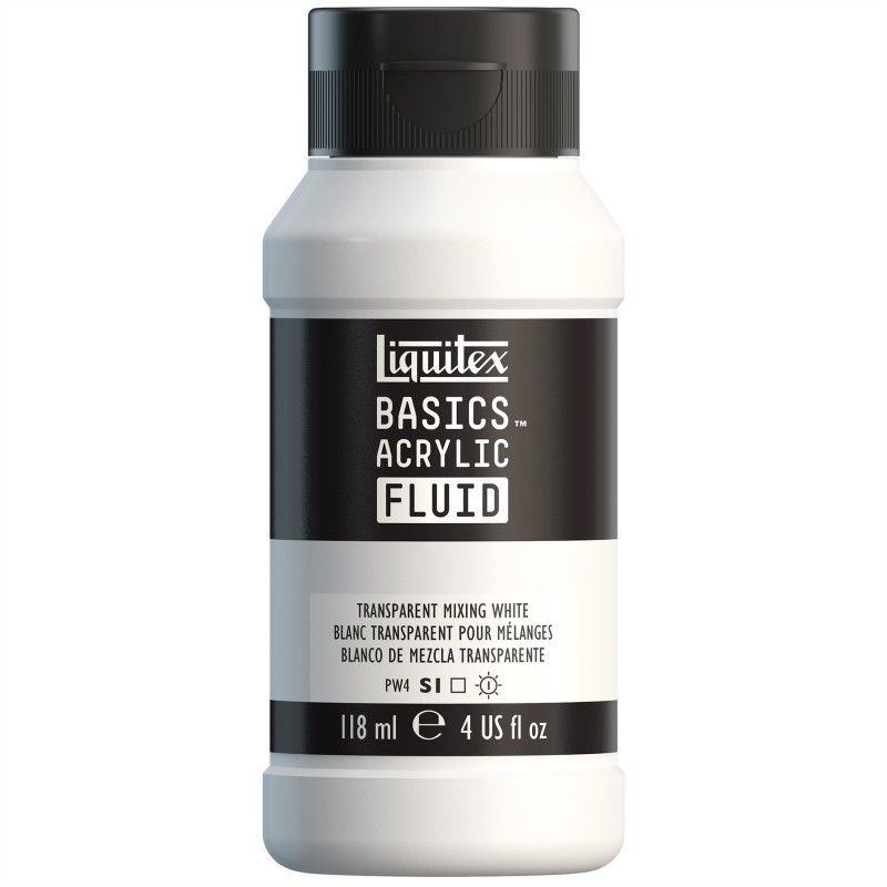 Liquitex BASICS Acrylic Fluid, 118 mL Bottle, Transparent Mixing White