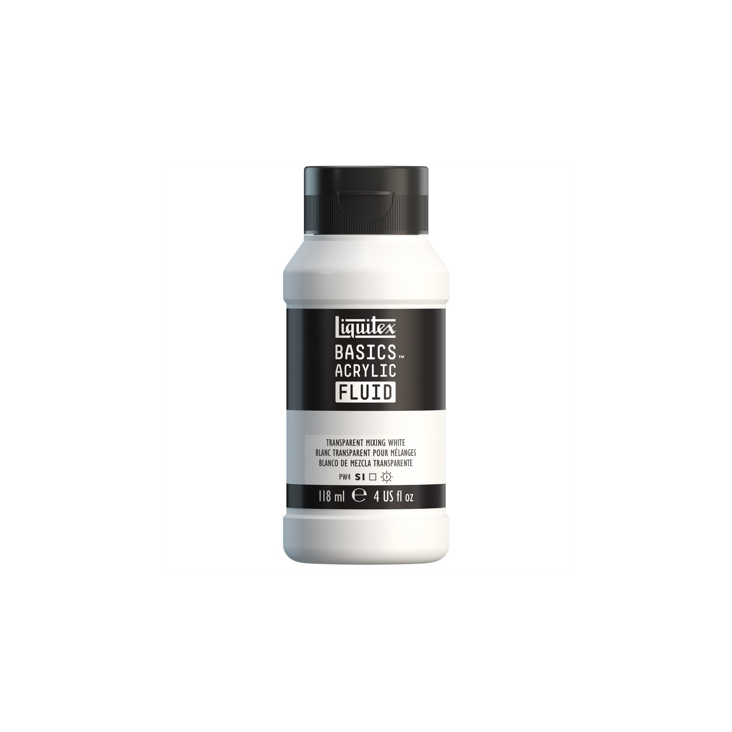 Liquitex BASICS Acrylic Fluid, 118 mL Bottle, Transparent Mixing White