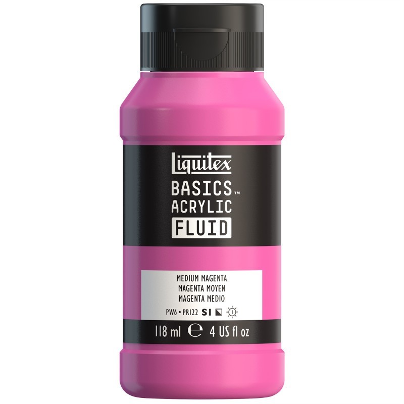 Liquitex BASICS Acrylic Fluid, 118 mL Bottle, Medium Magenta
