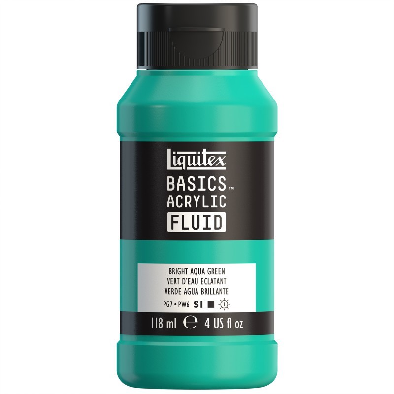 Liquitex BASICS Acrylic Fluid, 118 mL Bottle, Bright Aqua Green