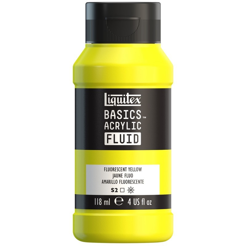 Liquitex BASICS Acrylic Fluid, 118 mL Bottle, Fluorescent Yellow