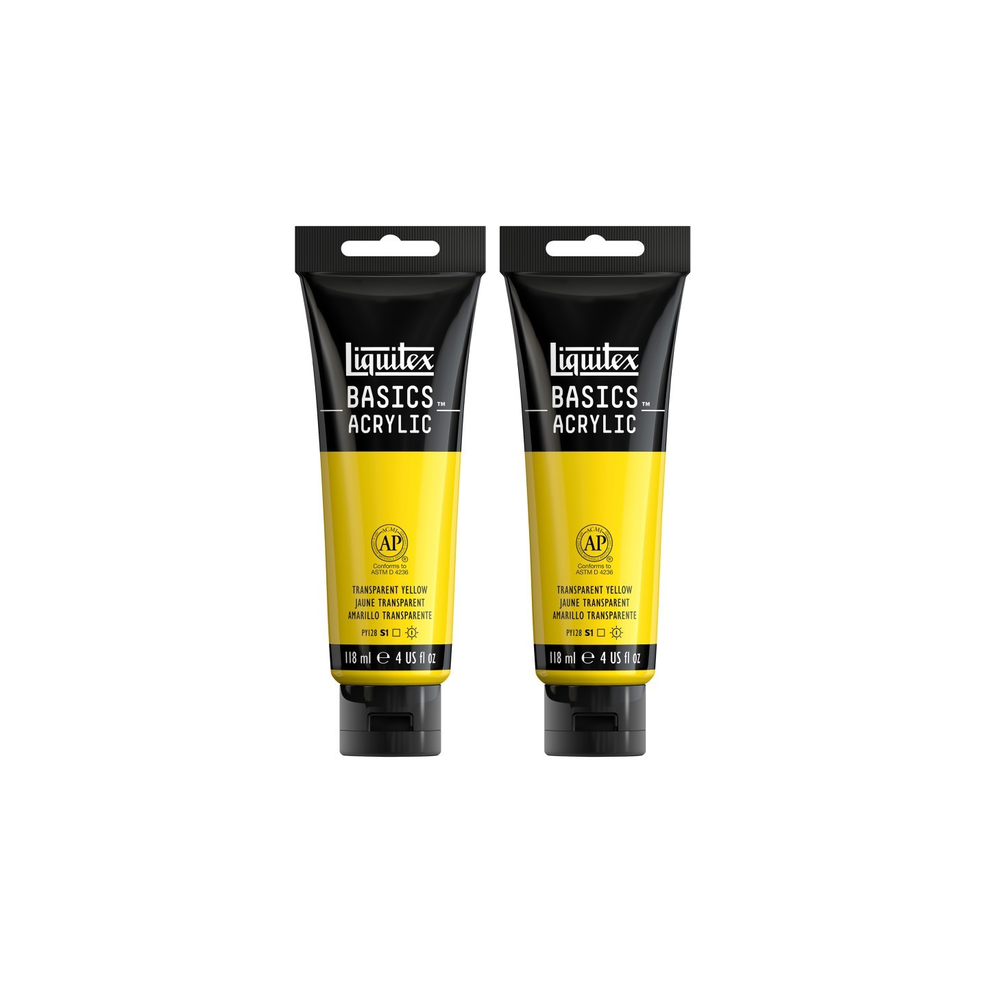 Liquitex BASICS Acrylic Paint, 118 mL Tube, Transparent Yellow, Pack of 2