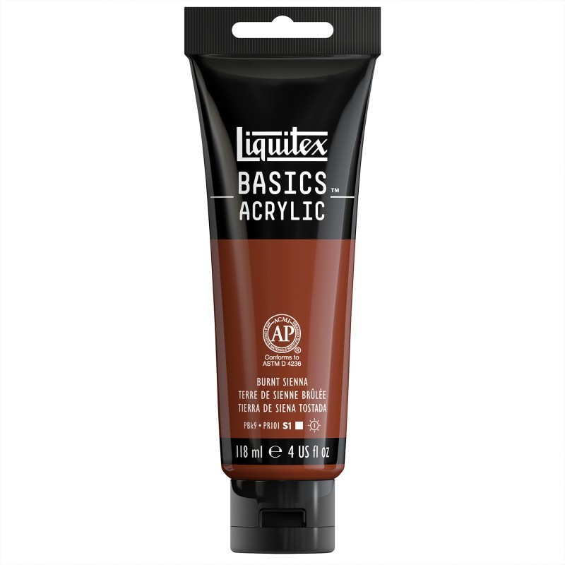 Liquitex BASICS Acrylic Paint, 118 mL Tube, Burnt Sienna