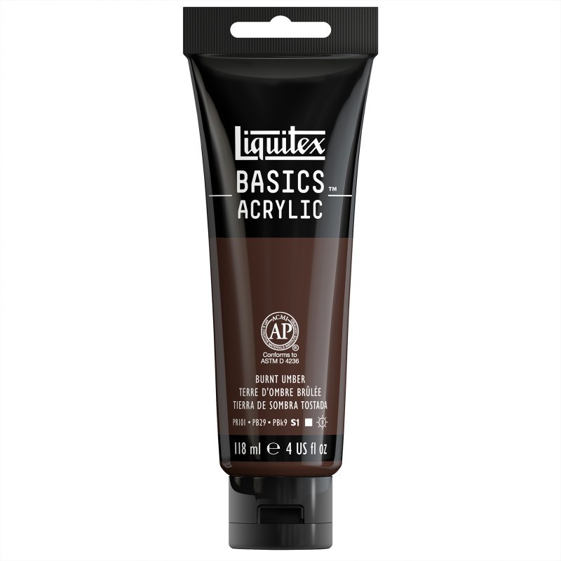 Liquitex BASICS Acrylic Paint, 118 mL Tube, Burnt Umber