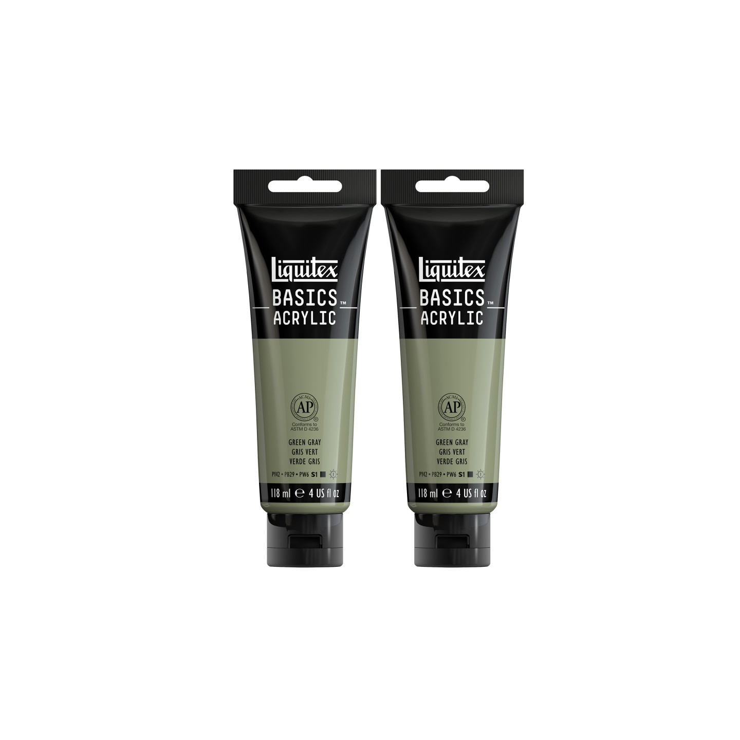 Liquitex BASICS Acrylic Paint, 118 mL Tube, Green Gray, Pack of 2