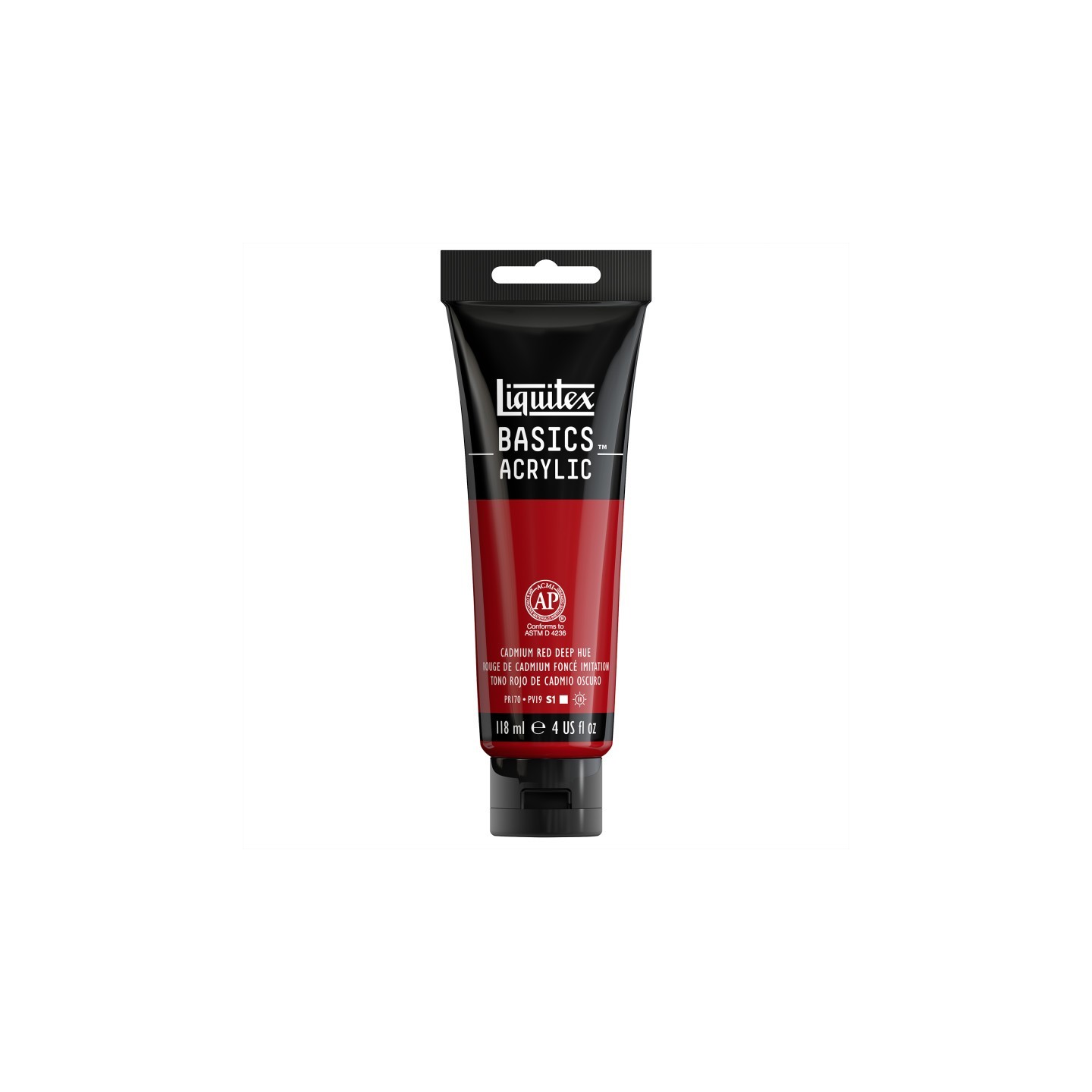 Liquitex BASICS Acrylic Paint, 118 mL Tube, Cadmium Red Deep Hue