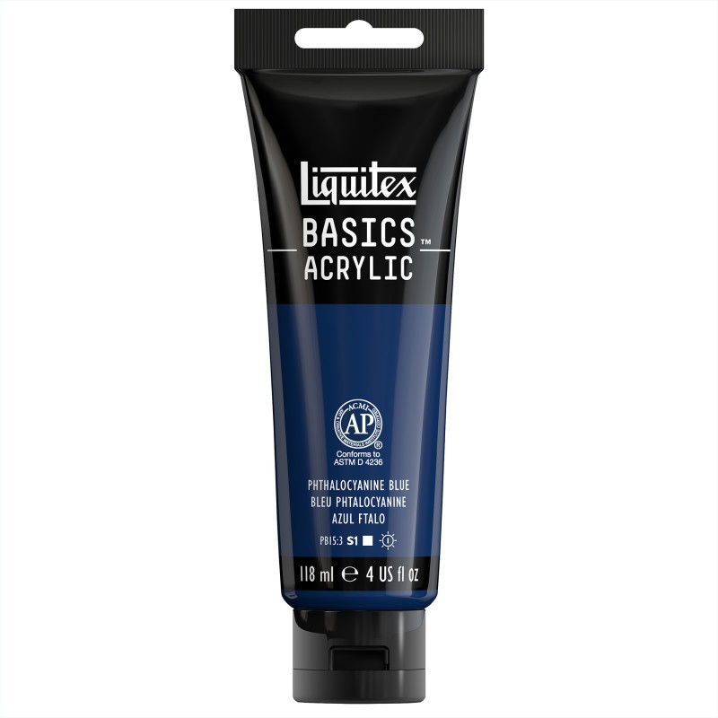 Liquitex BASICS Acrylic Paint, 118 mL Tube, Phthalocyanine Blue