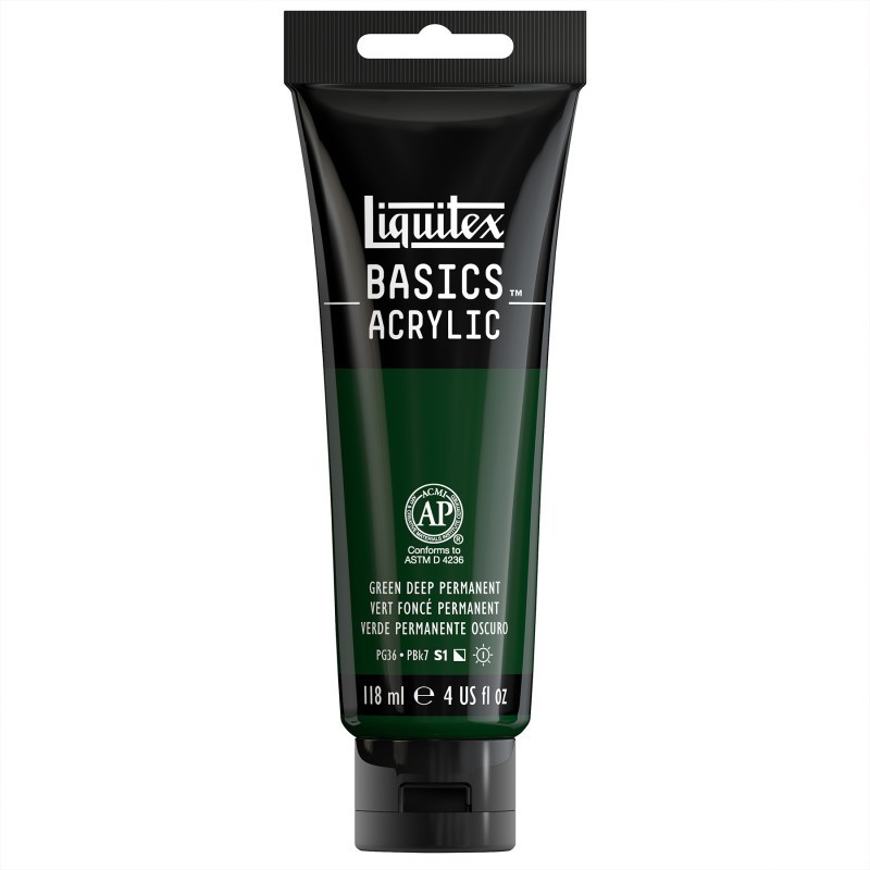 Liquitex BASICS Acrylic Paint, 118 mL Tube, Permanent Green Deep