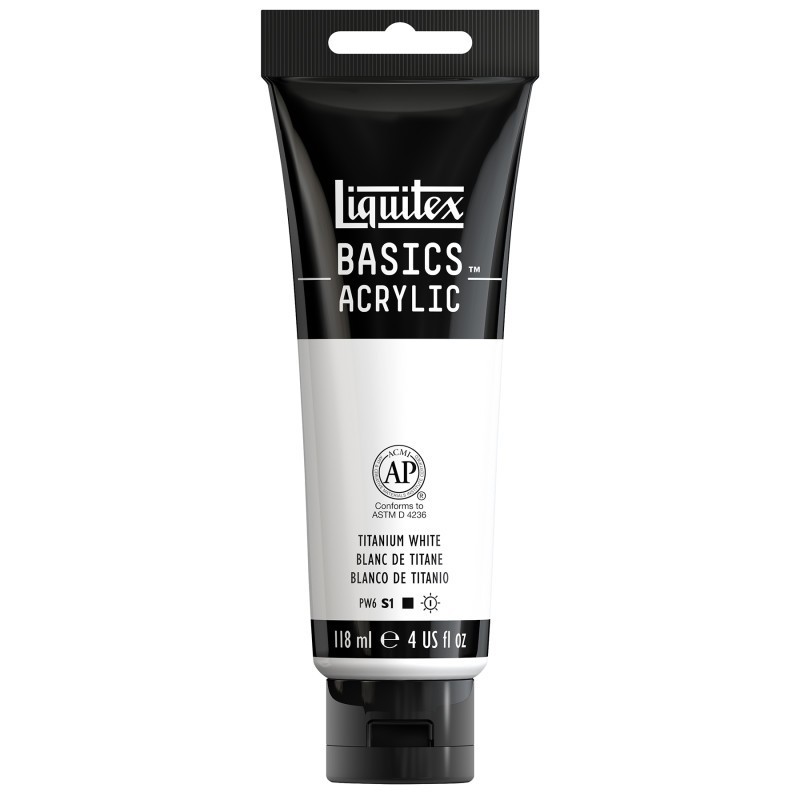 Liquitex BASICS Acrylic Paint, 118 mL Tube, Titanium White