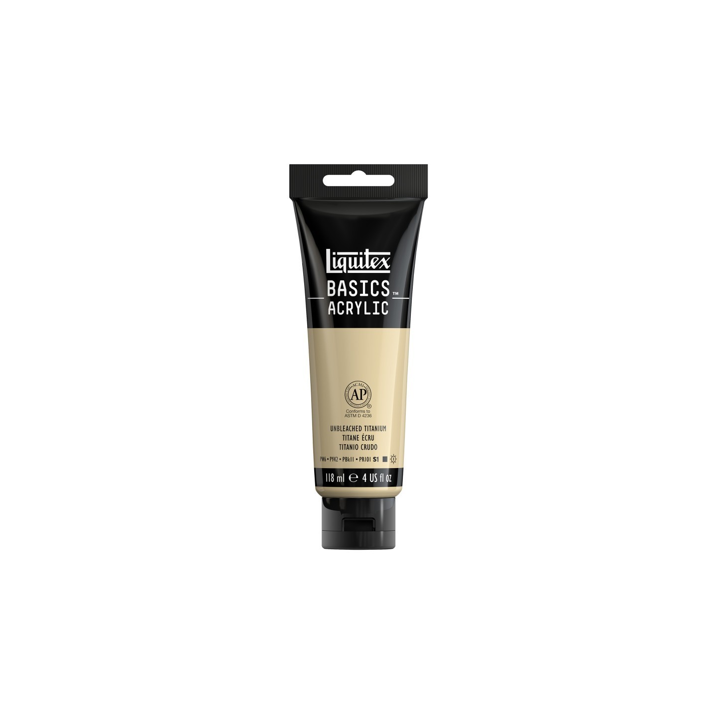 Liquitex BASICS Acrylic Paint, 118 mL Tube, Unbleached Titanium