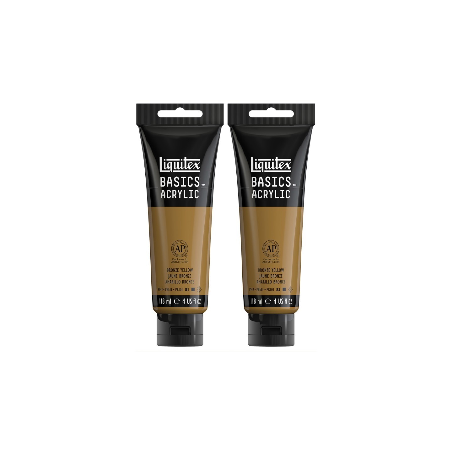 Liquitex BASICS Acrylic Paint, 118 mL Tube, Bronze Yellow, Pack of 2