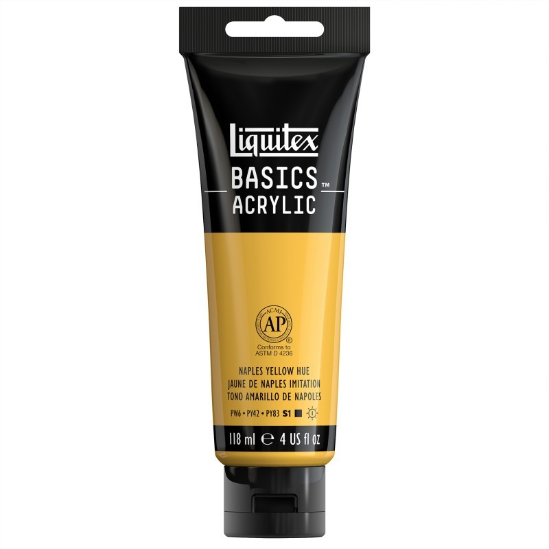 Liquitex BASICS Acrylic Paint, 118 mL Tube, Naples Yellow Hue