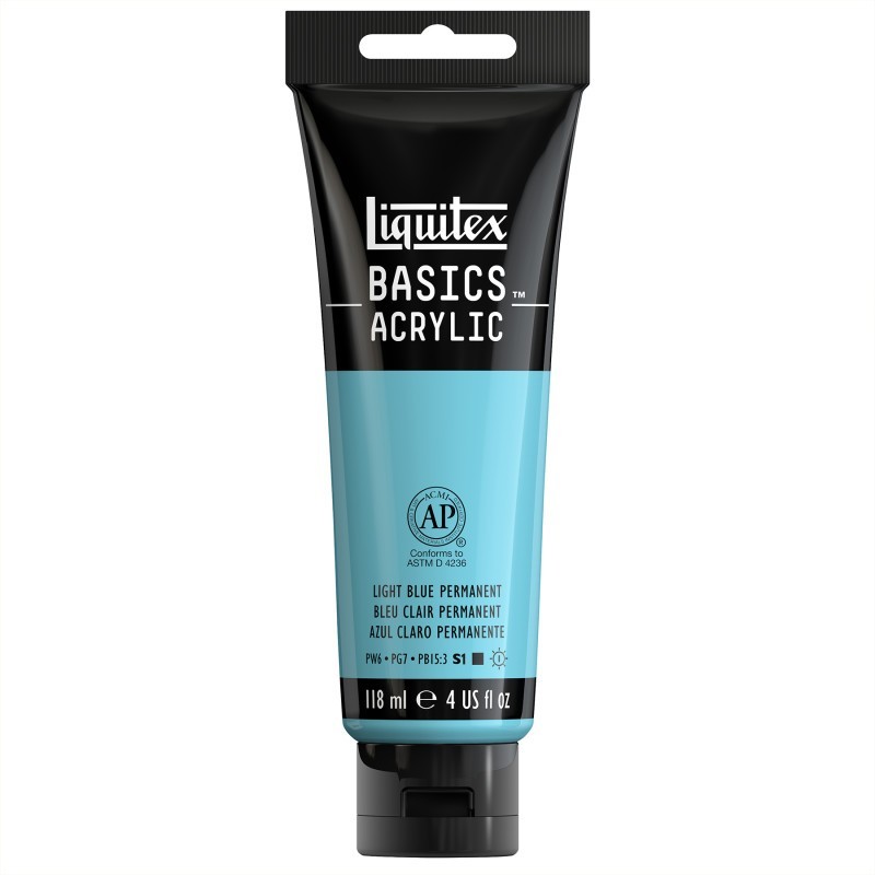 Liquitex BASICS Acrylic Paint, 118 mL Tube, Light Blue Permanent