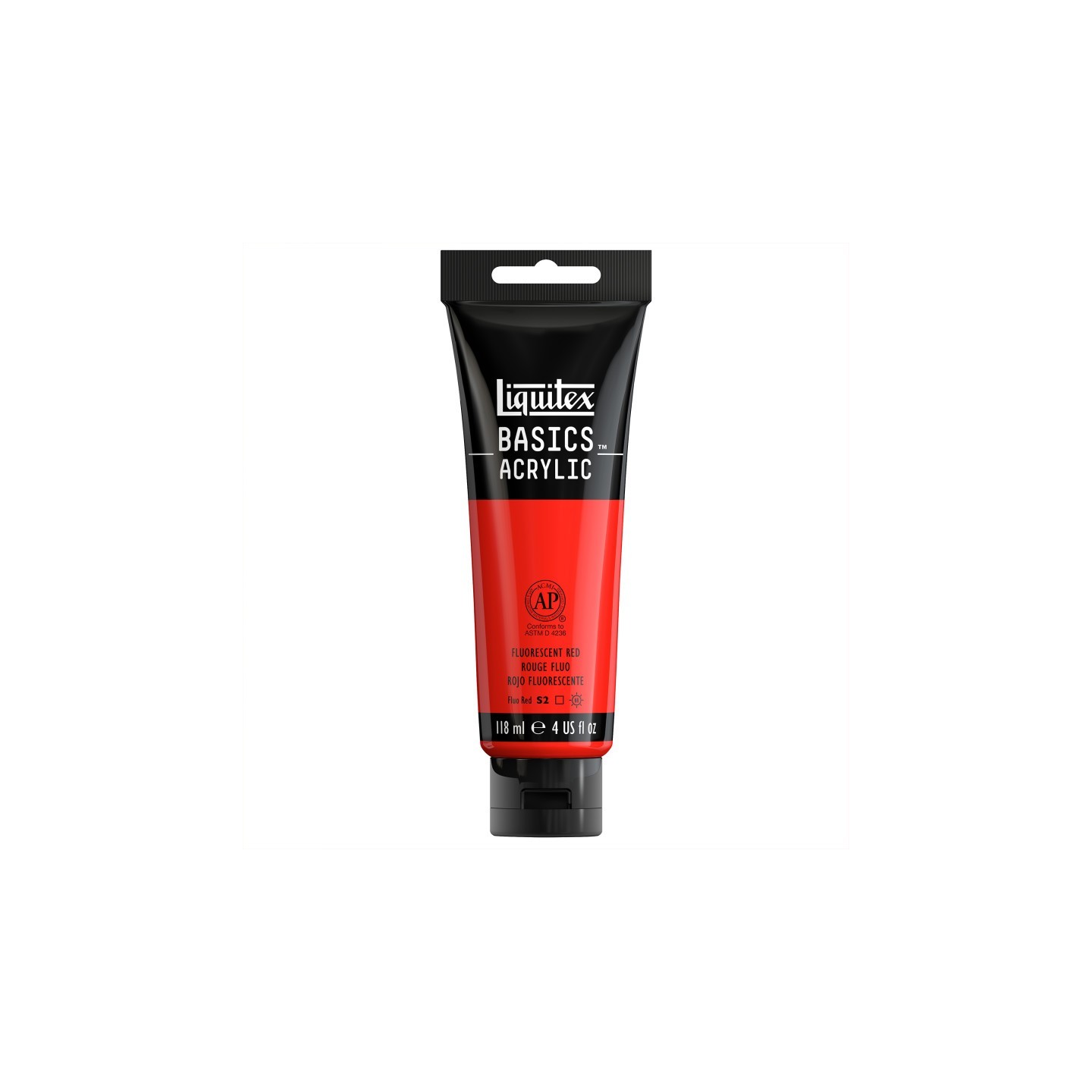 Liquitex BASICS Acrylic Paint, 118 mL Tube, Fluorescent Red