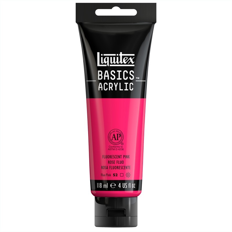 Liquitex BASICS Acrylic Paint, 118 mL Tube, Fluorescent Pink