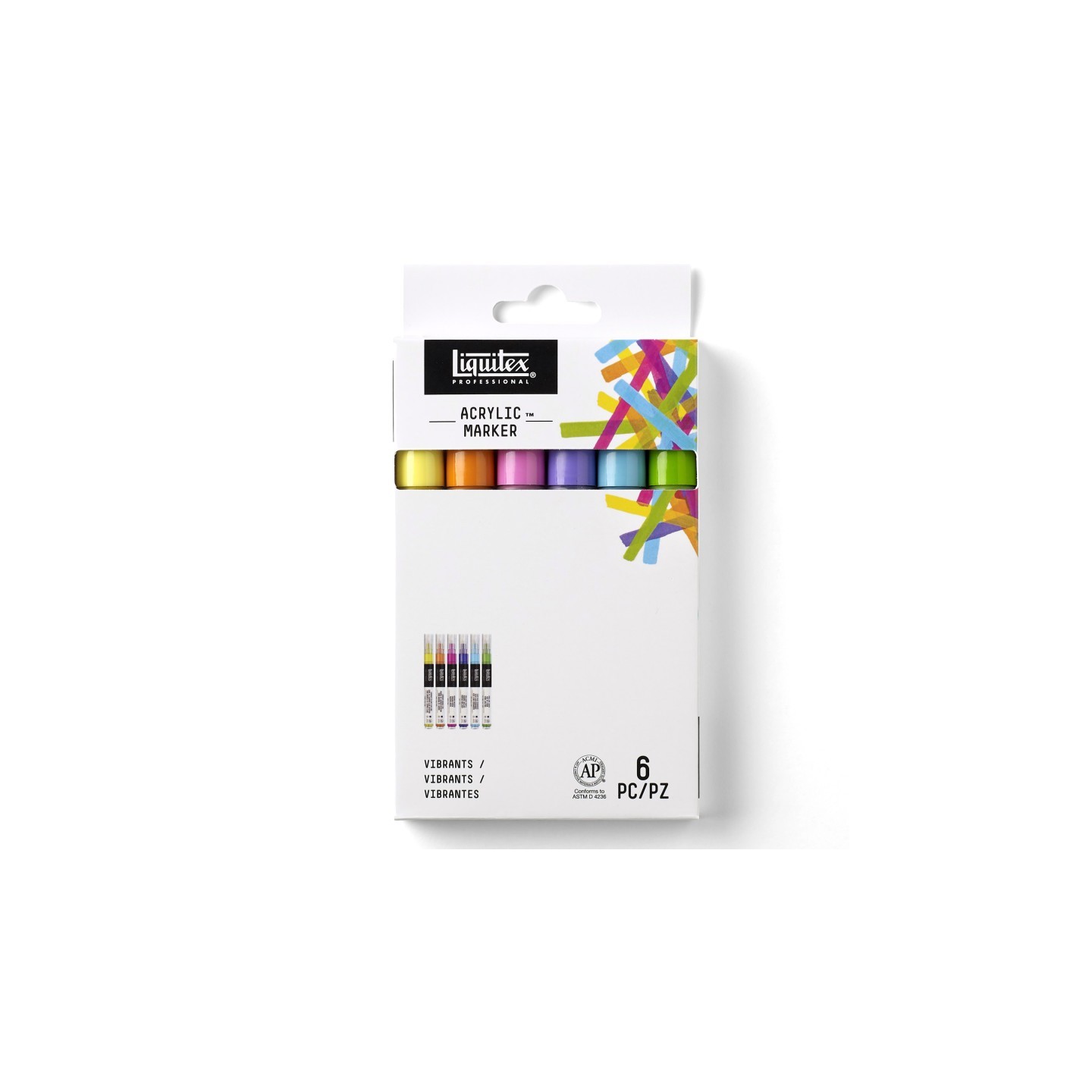 Liquitex Professional Acrylic Paint Markers, Fine Tip 2 mm, Vibrant Colors, Set of 6